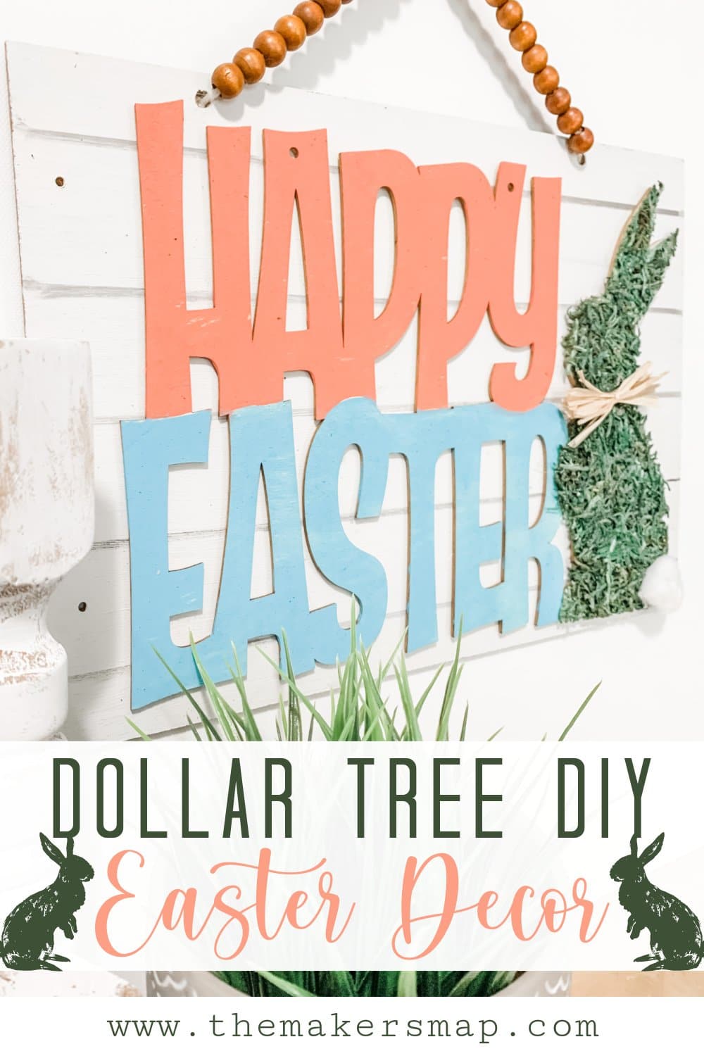 Dollar Tree Mossy Bunny Easter Decor DIY