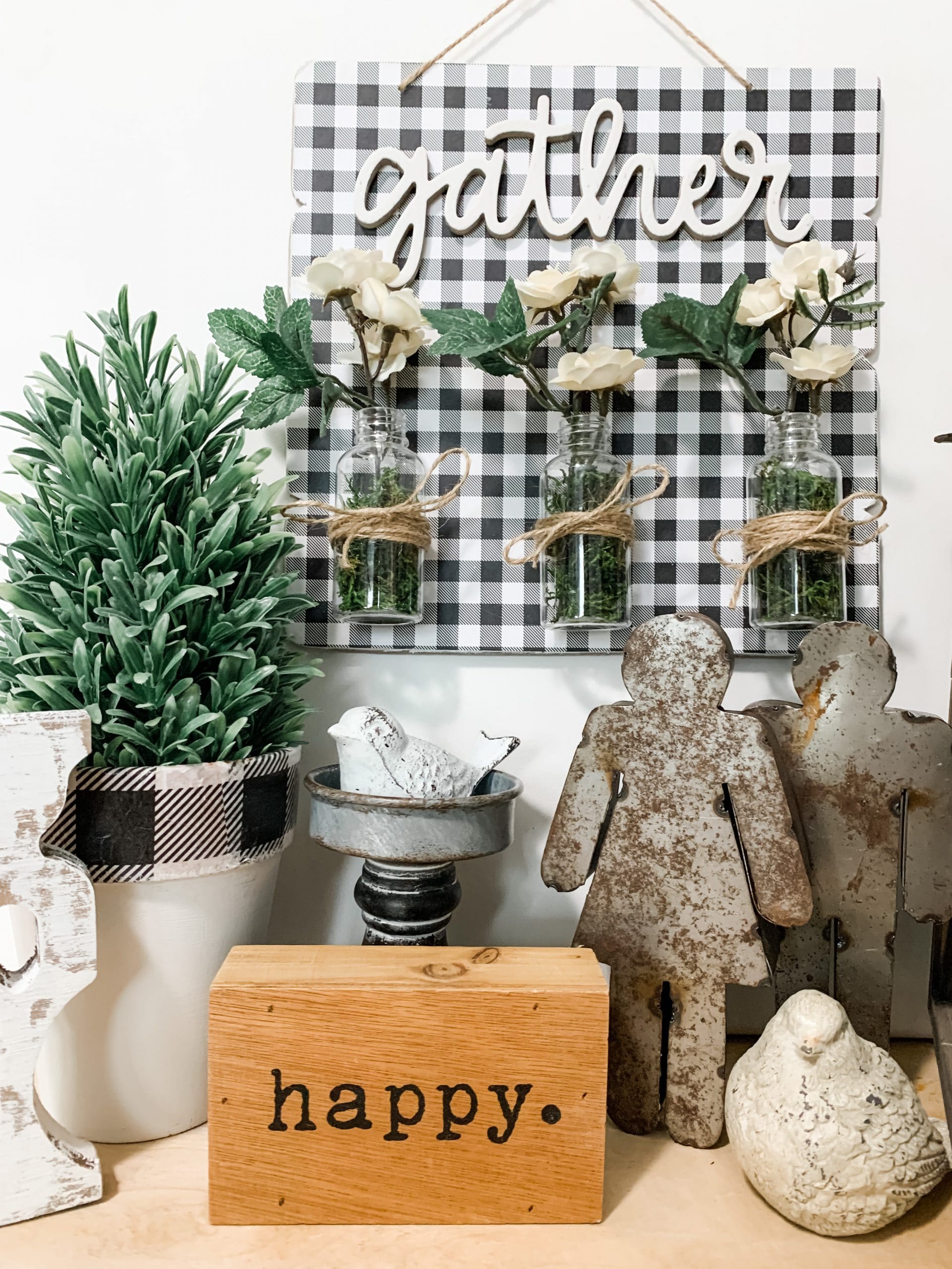 DIY Farmhouse Buffalo Check Gather Sign