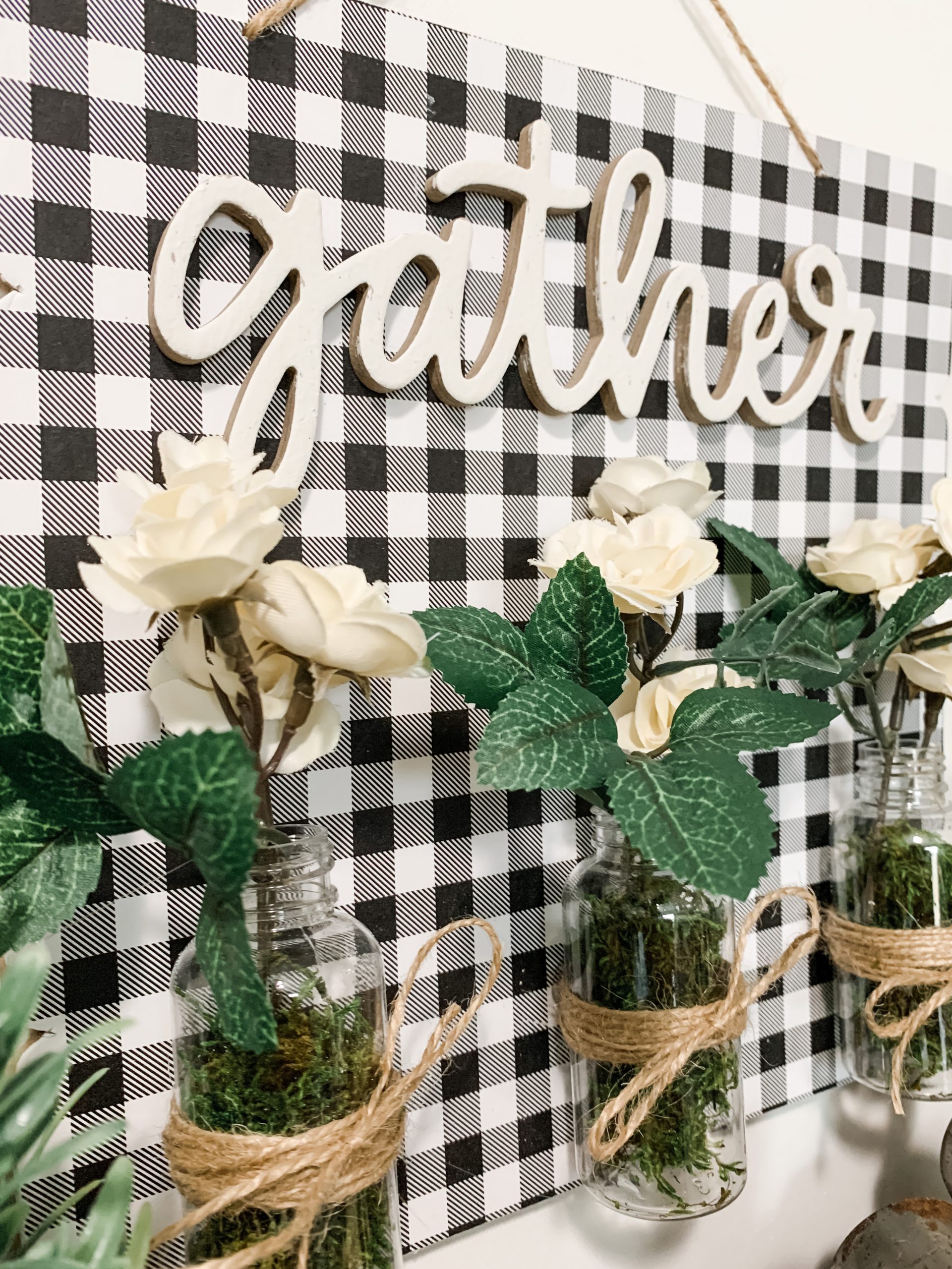 DIY Farmhouse Buffalo Check Gather Sign