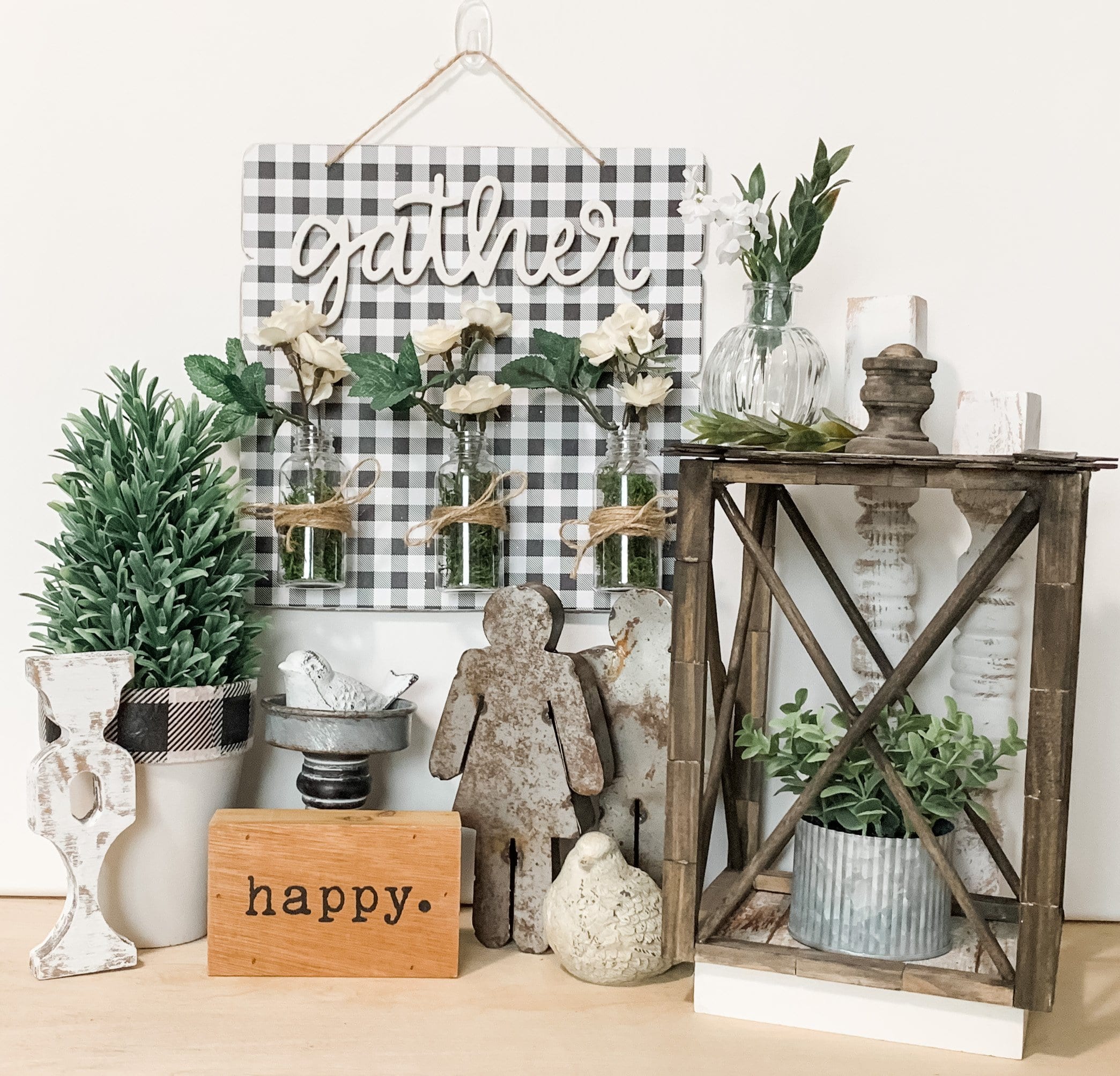 DIY Farmhouse Buffalo Check Gather Sign