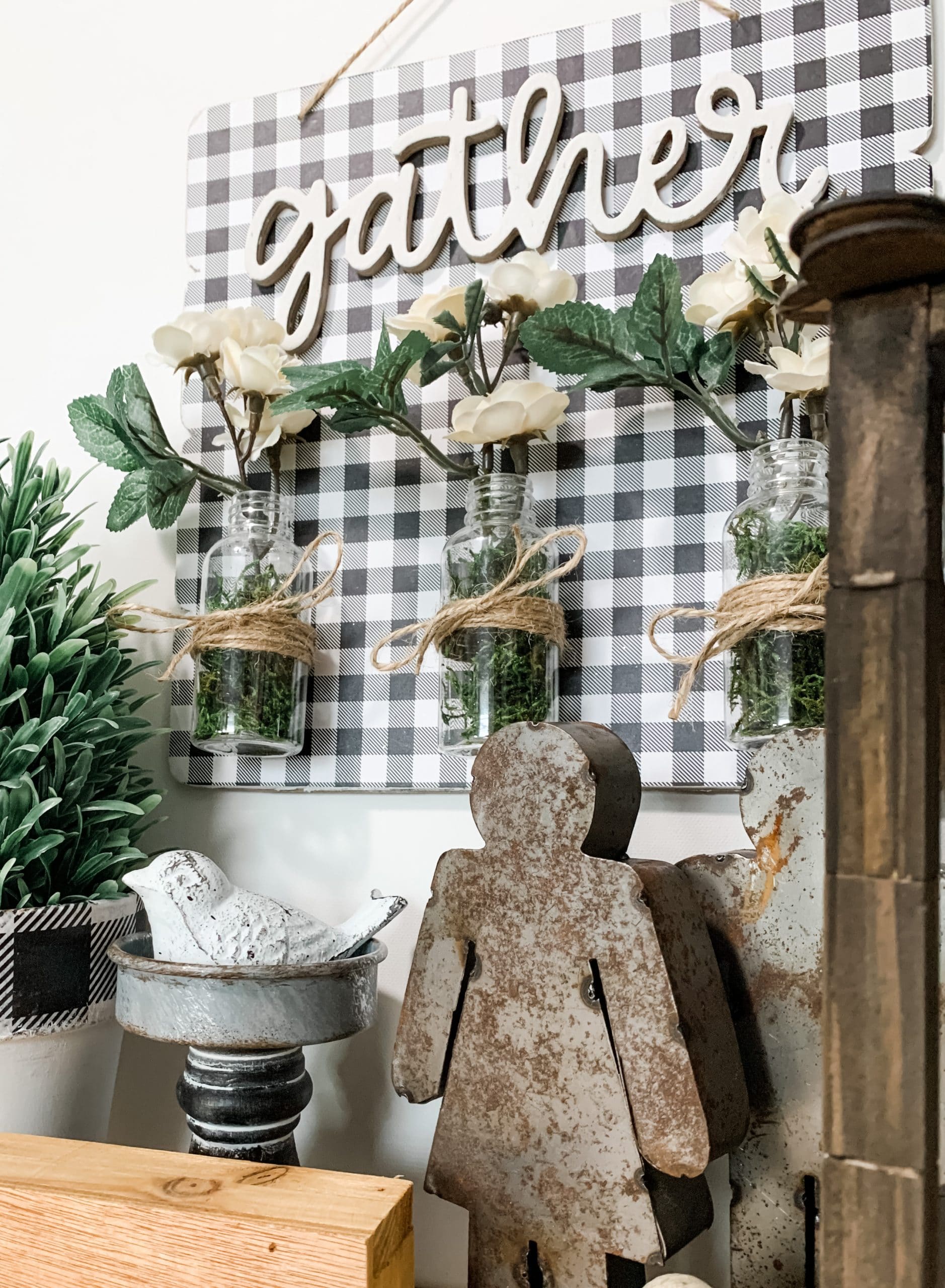 DIY Farmhouse Buffalo Check Gather Sign