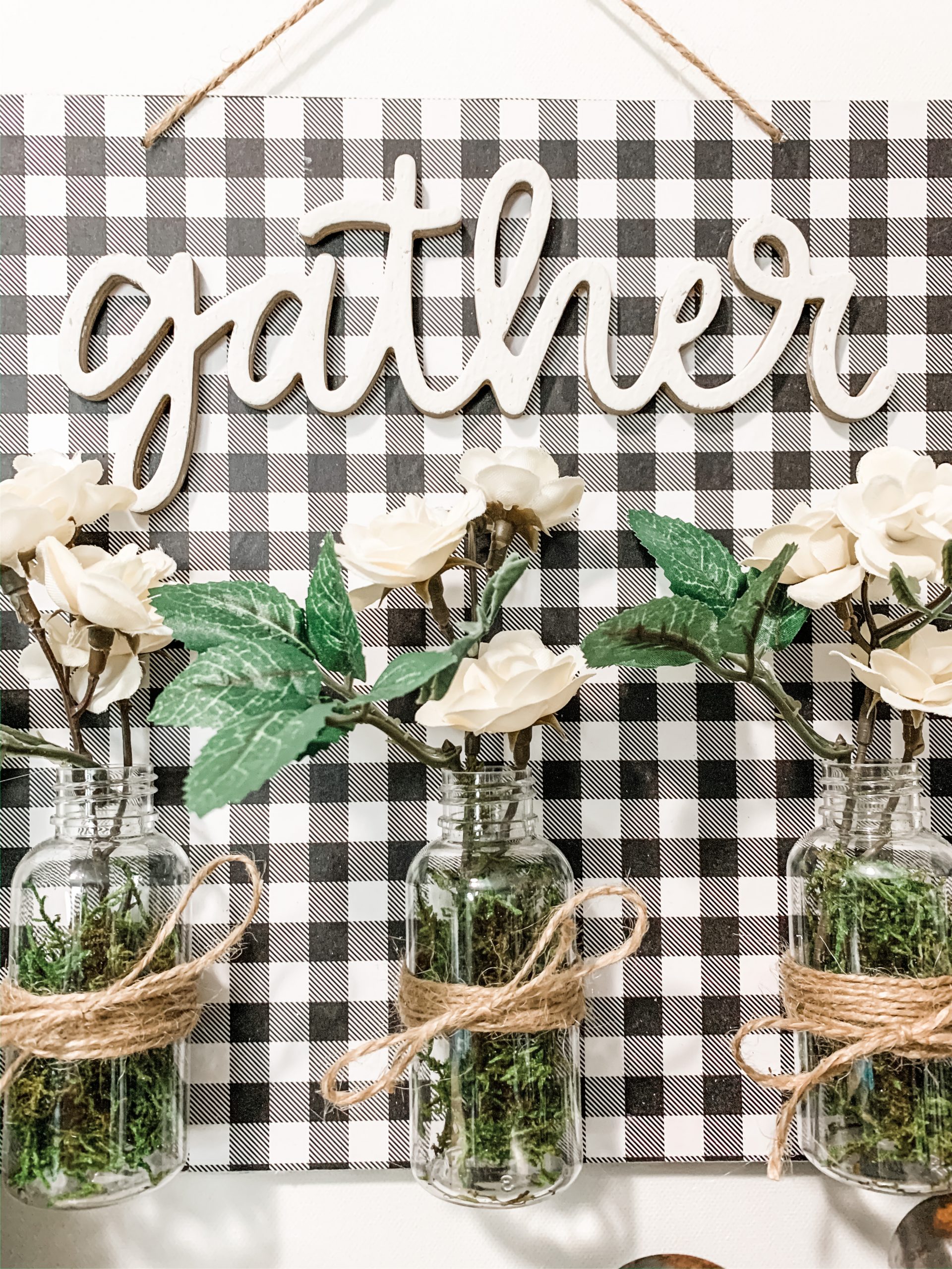 DIY Farmhouse Buffalo Check Gather Sign