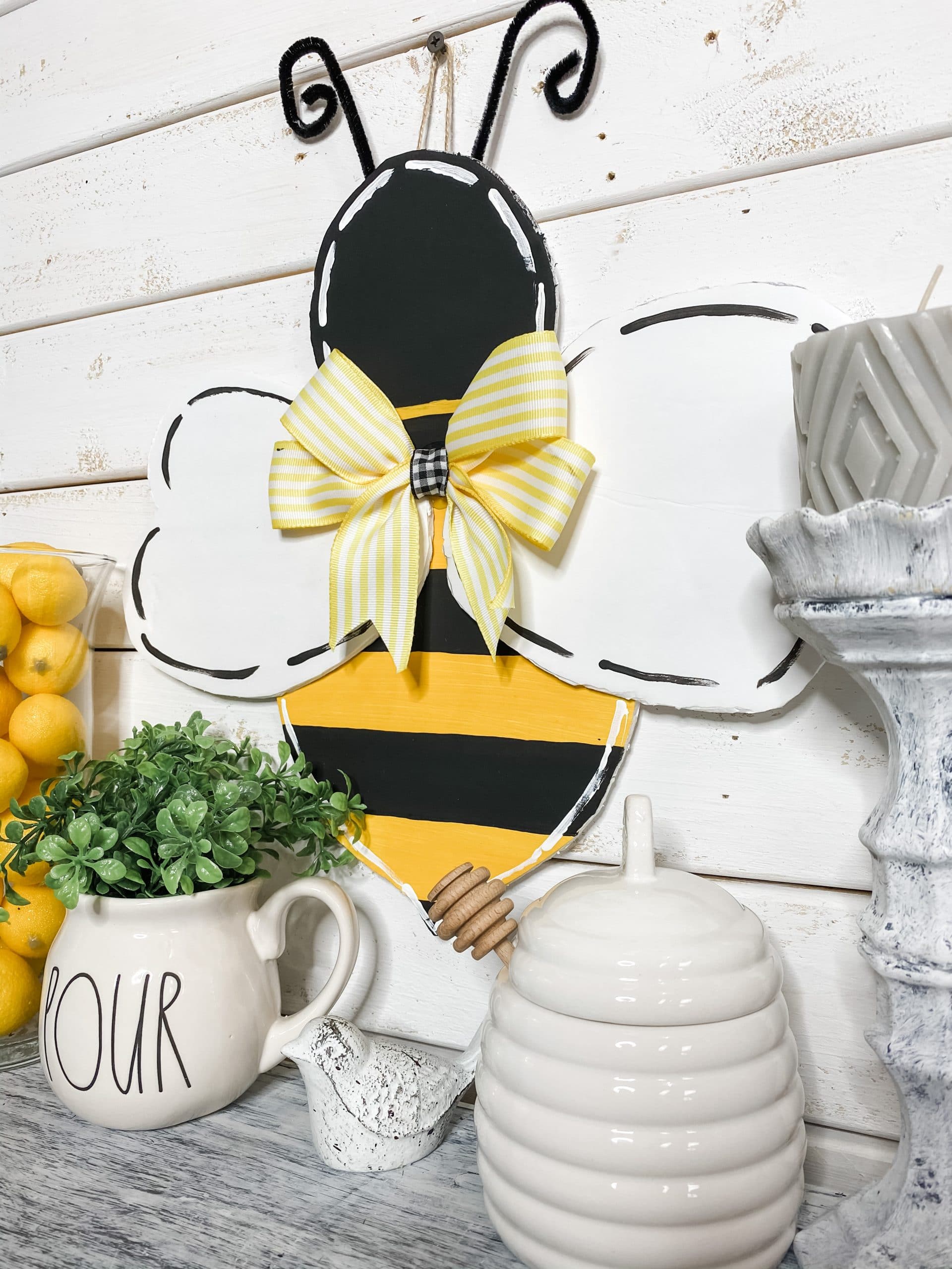 DIY Bumble Bee Door Hanger with Free Template