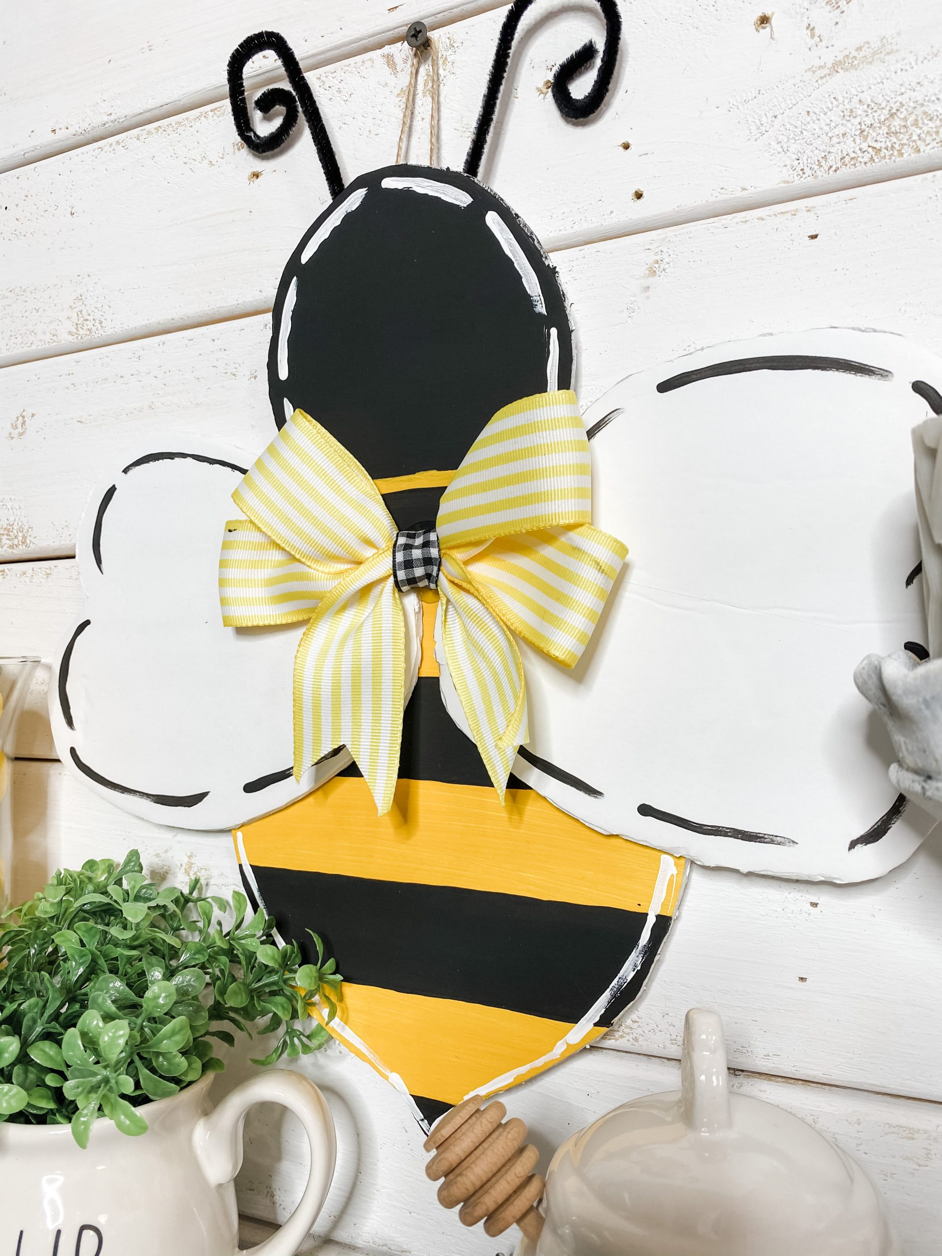 DIY Bumble Bee Door Hanger with Free Template