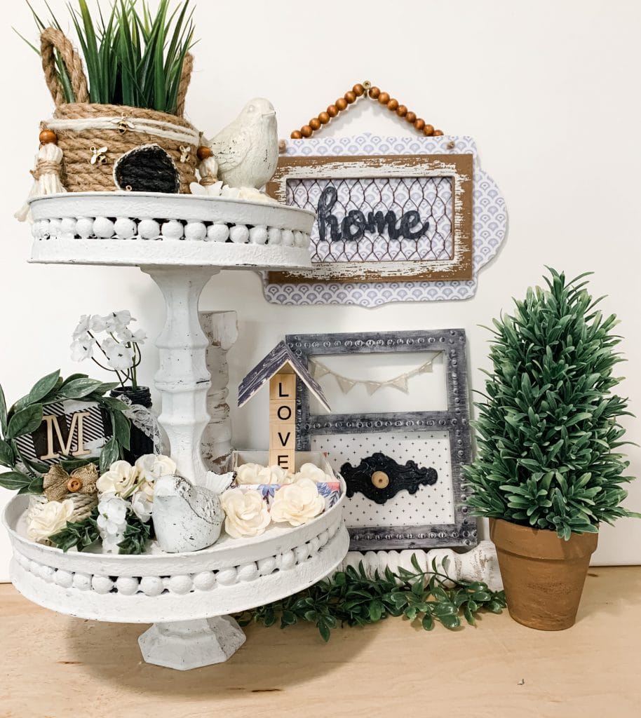 DIY Dollar Tree Burner Cover Tiered Tray DIY Tutorial