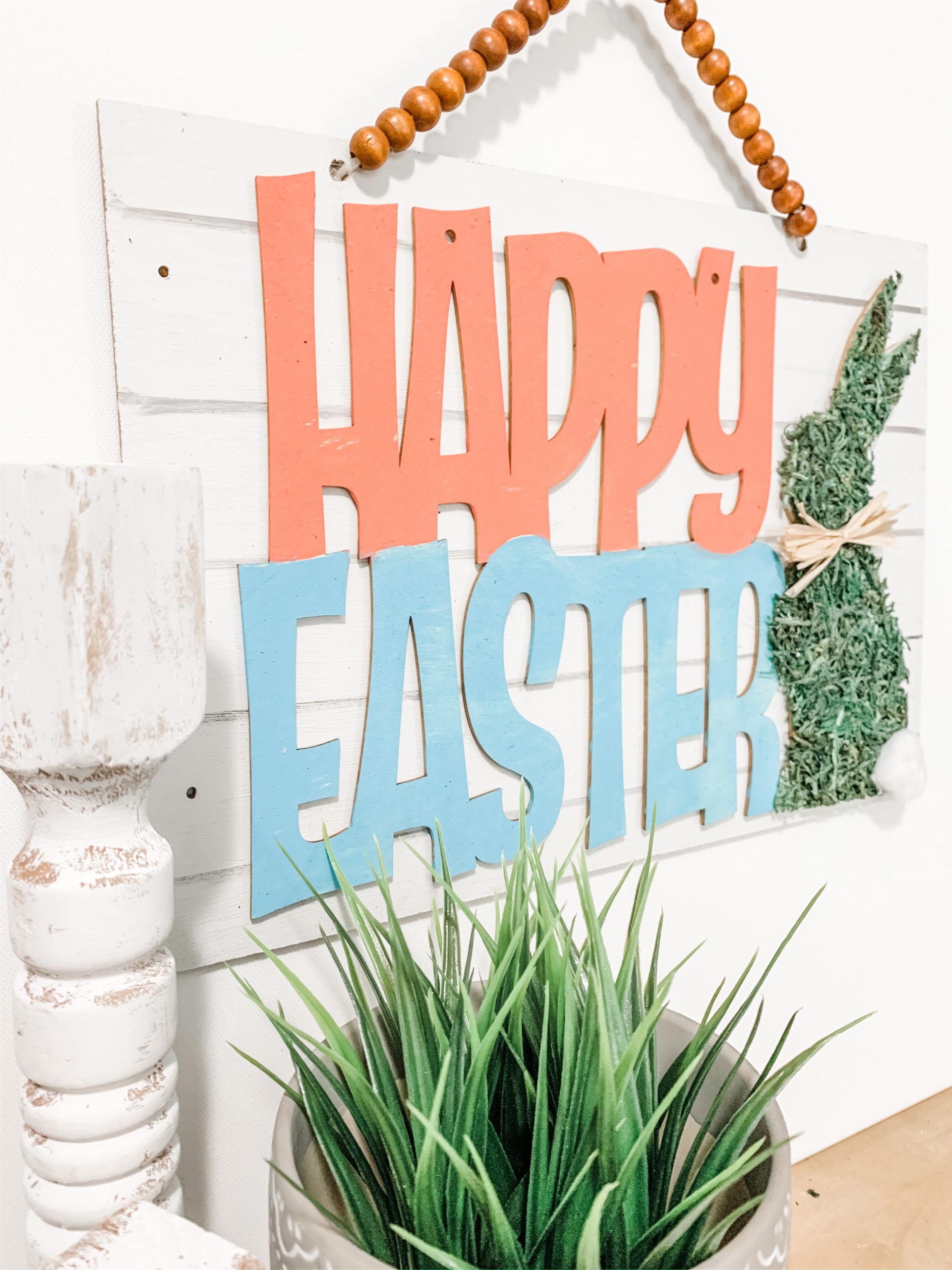 Dollar Tree Mossy Bunny Easter Decor DIY