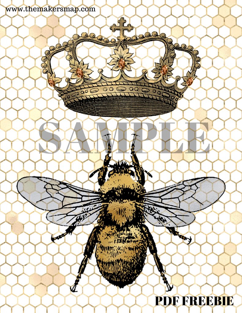 Get Your Free Vintage Bee And Crown Free Printable