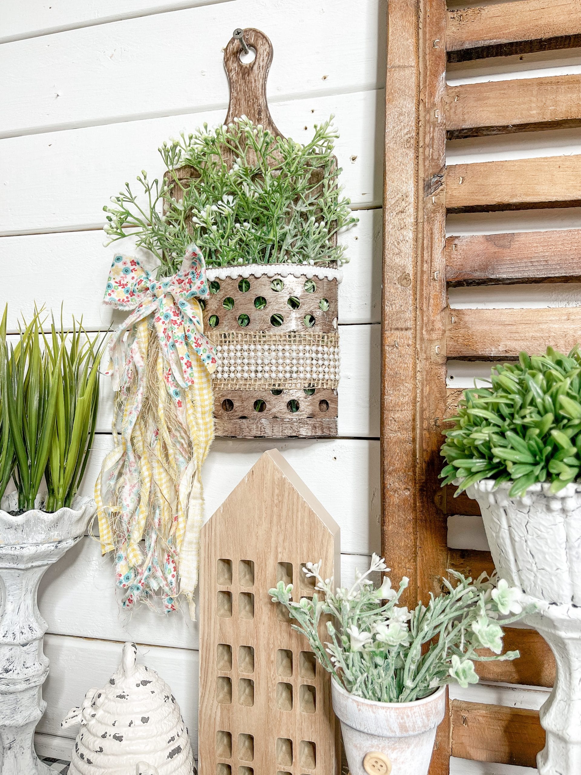 DIY Faux Metal Bucket Spring Decor