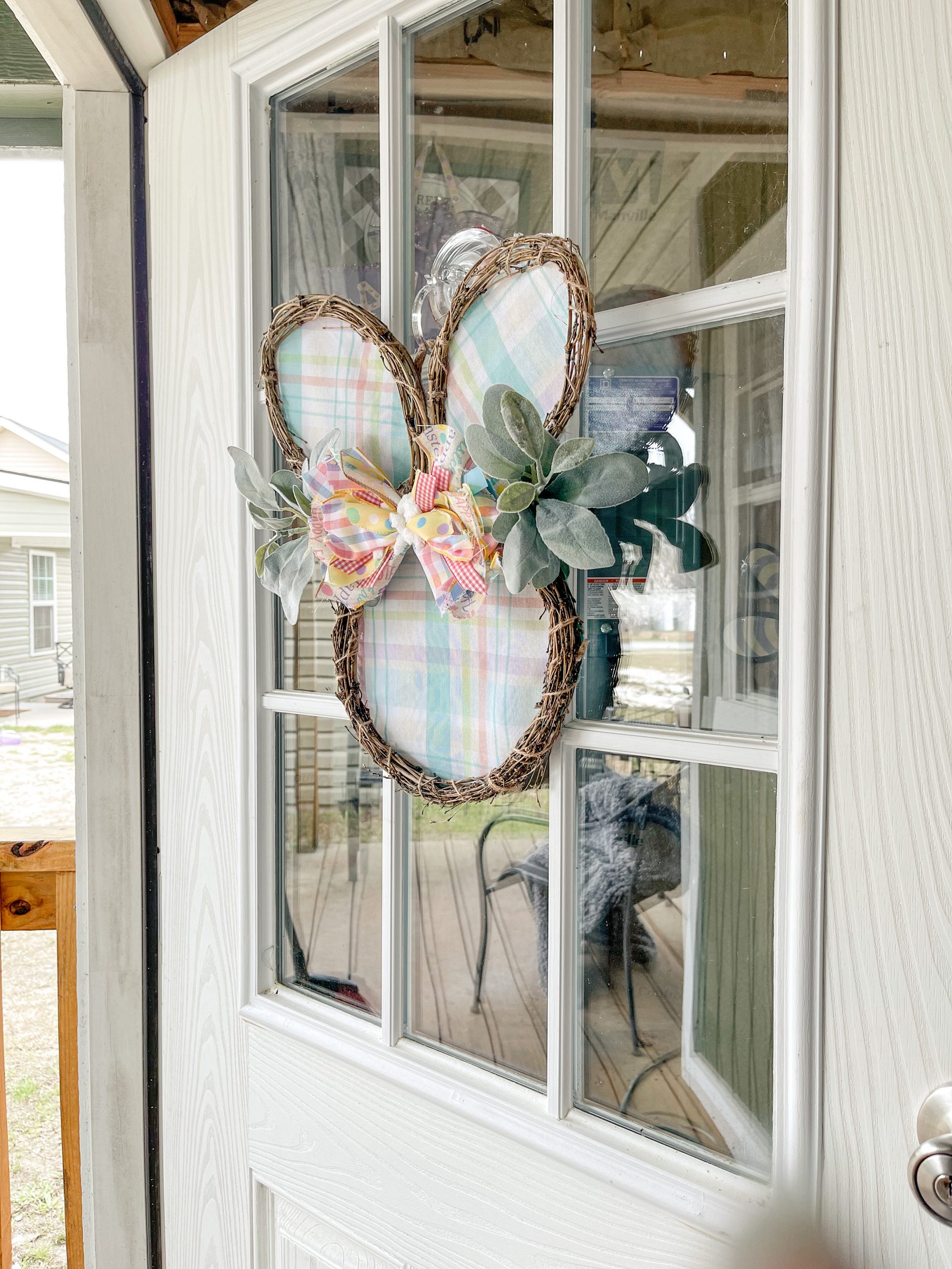 DIY Pastel Plaid and Grapevine Bunny