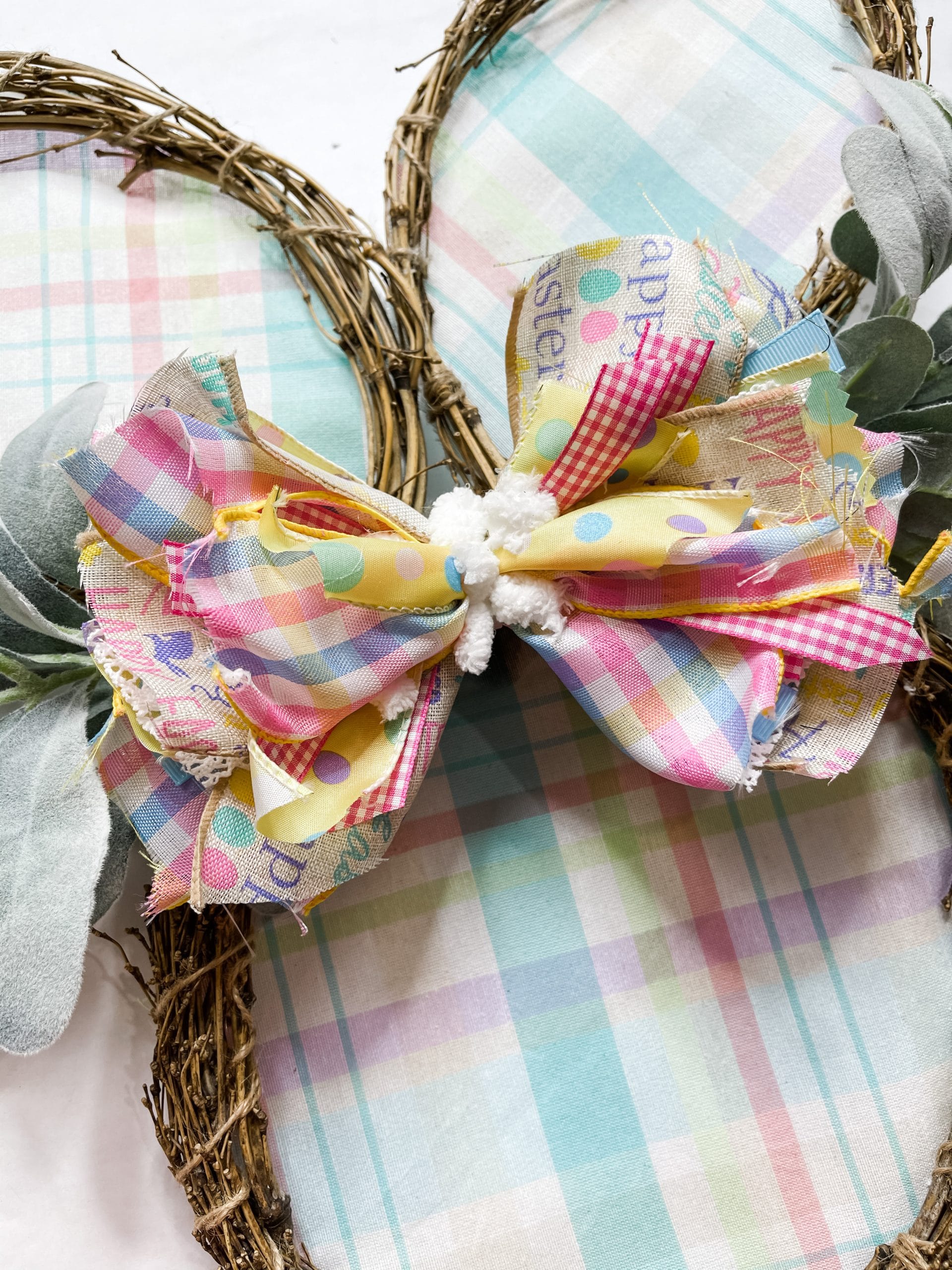 DIY Pastel Plaid and Grapevine Bunny