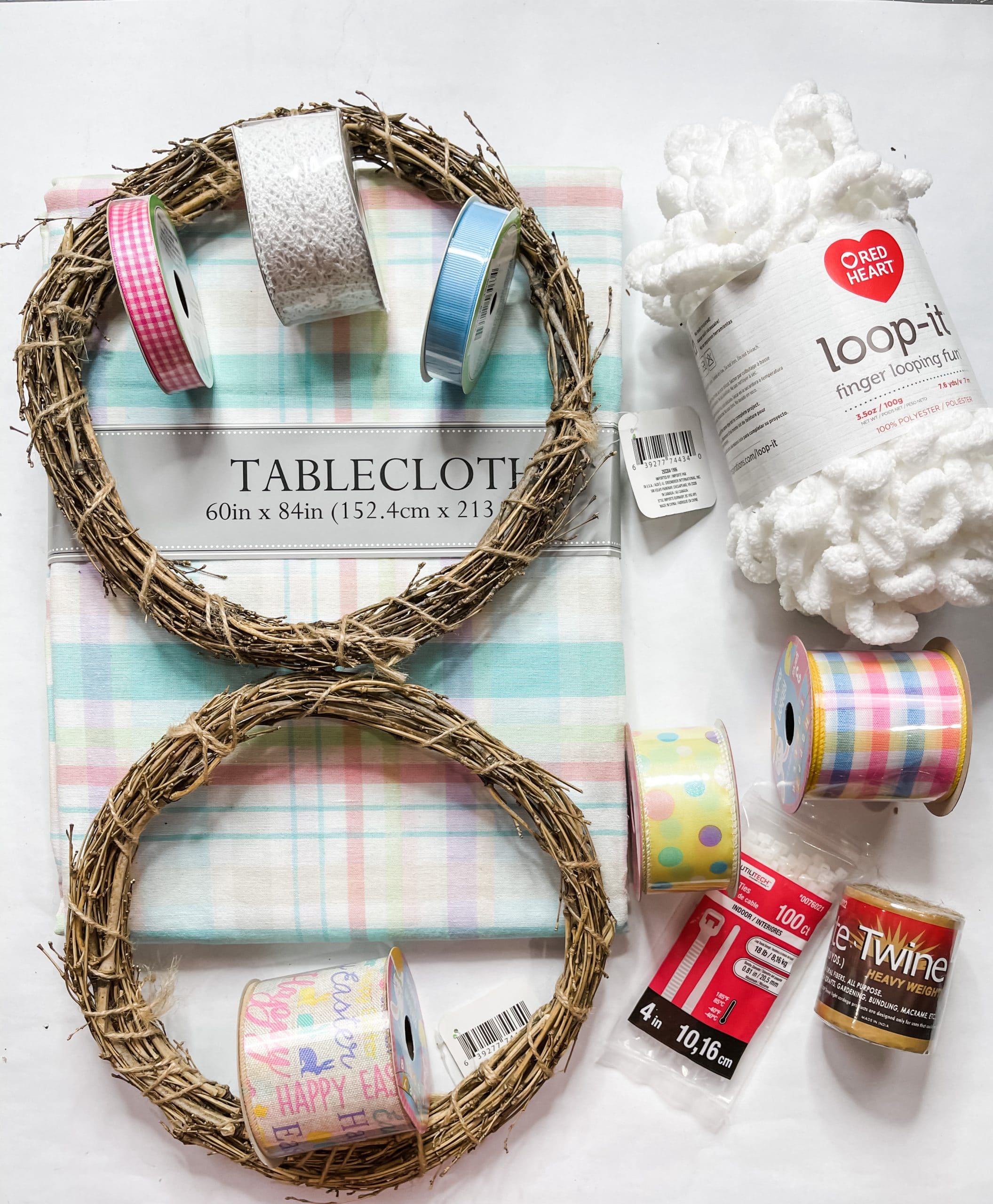 DIY Pastel Plaid and Grapevine Bunny
