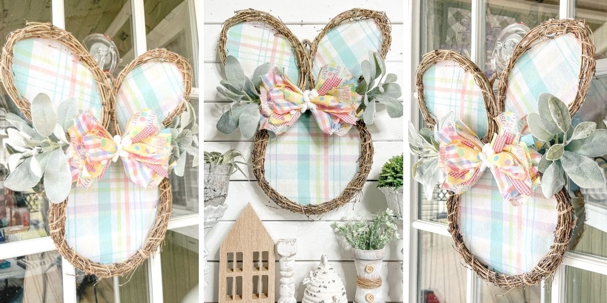 DIY Pastel Plaid and Grapevine Bunny