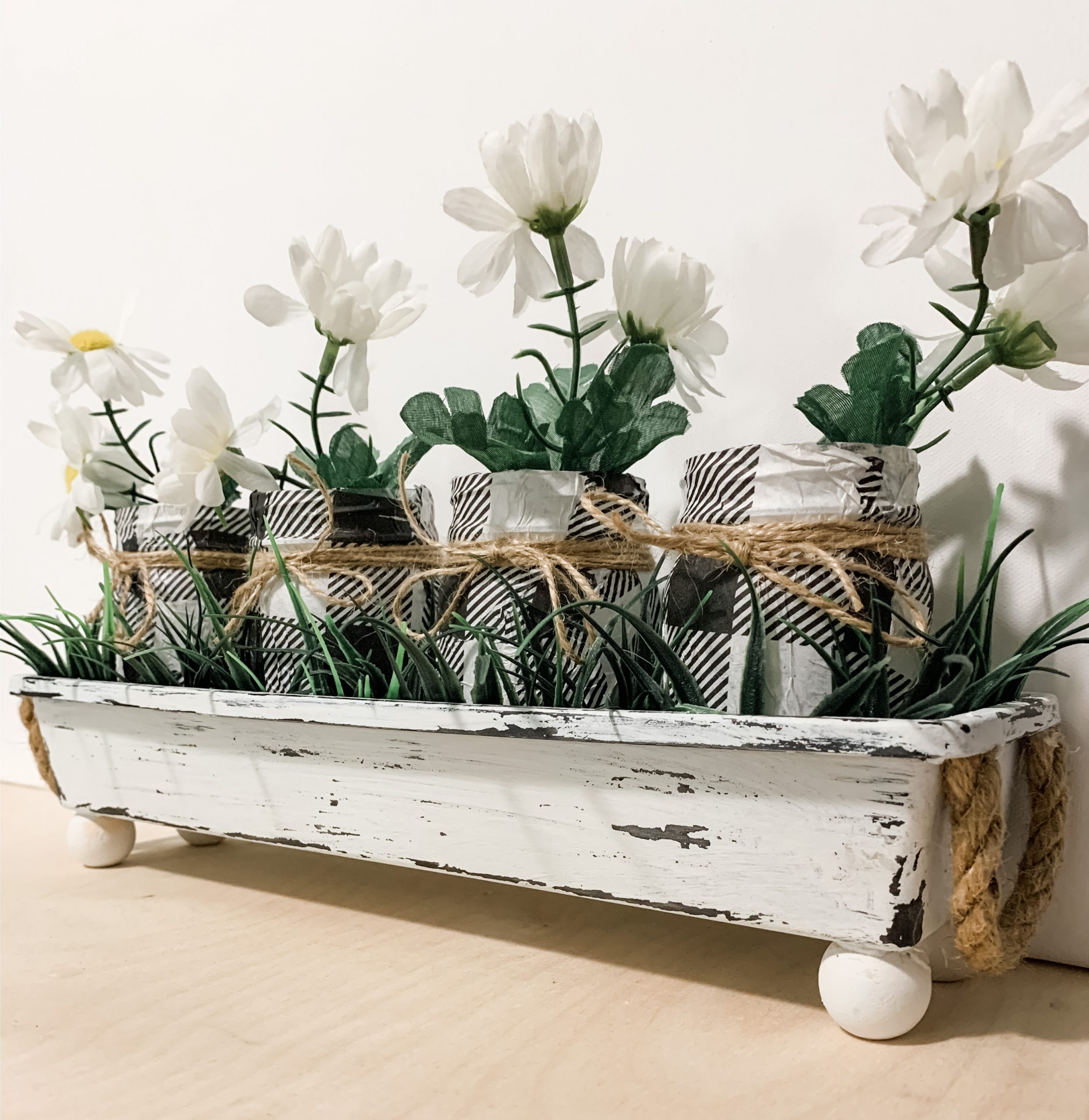 DIY Buffalo Check Farmhouse Planter