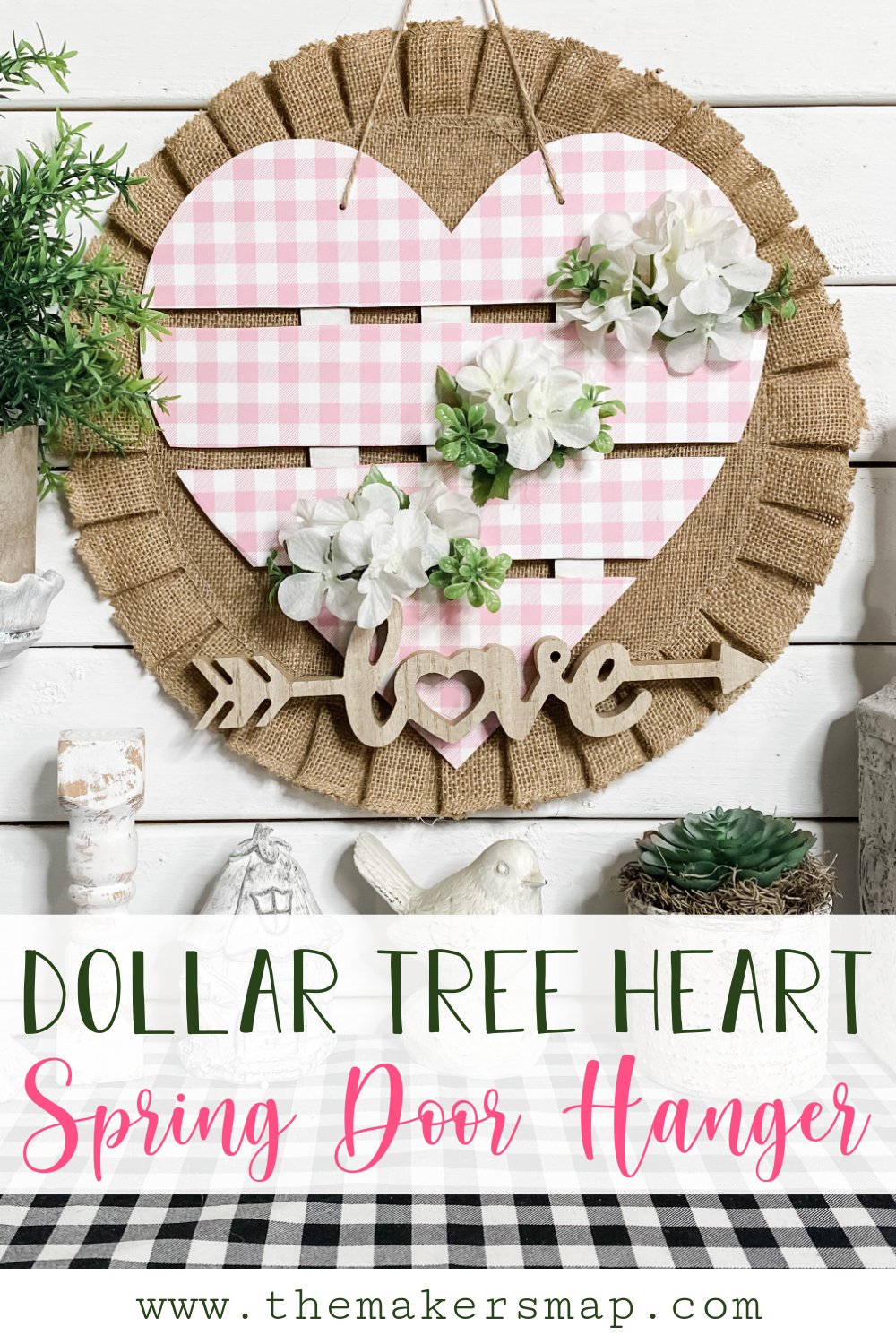 Dollar Tree Heart Spring Door Hanger