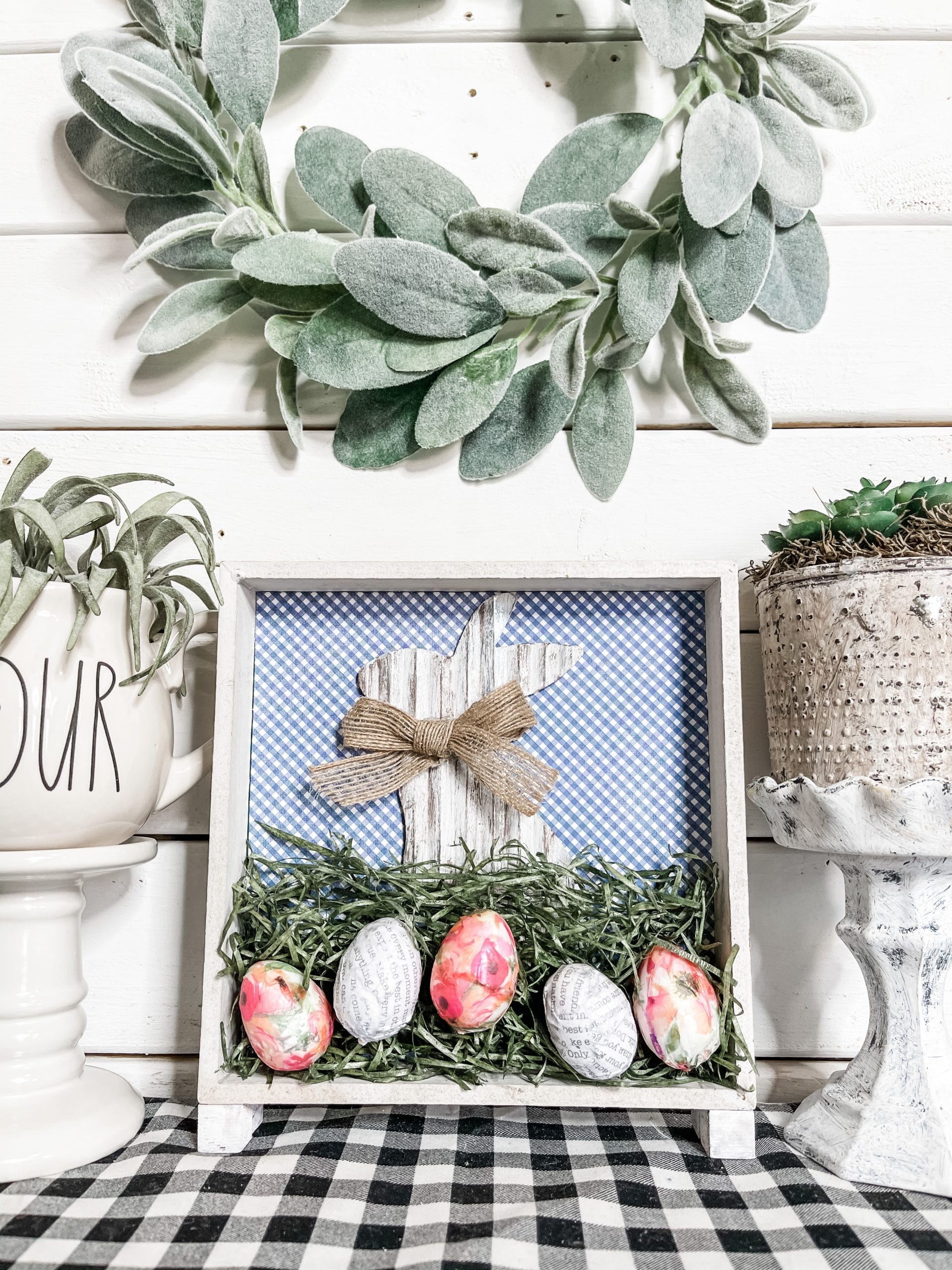 DIY Dollar Tree Easter Decor with Decoupaged Eggs