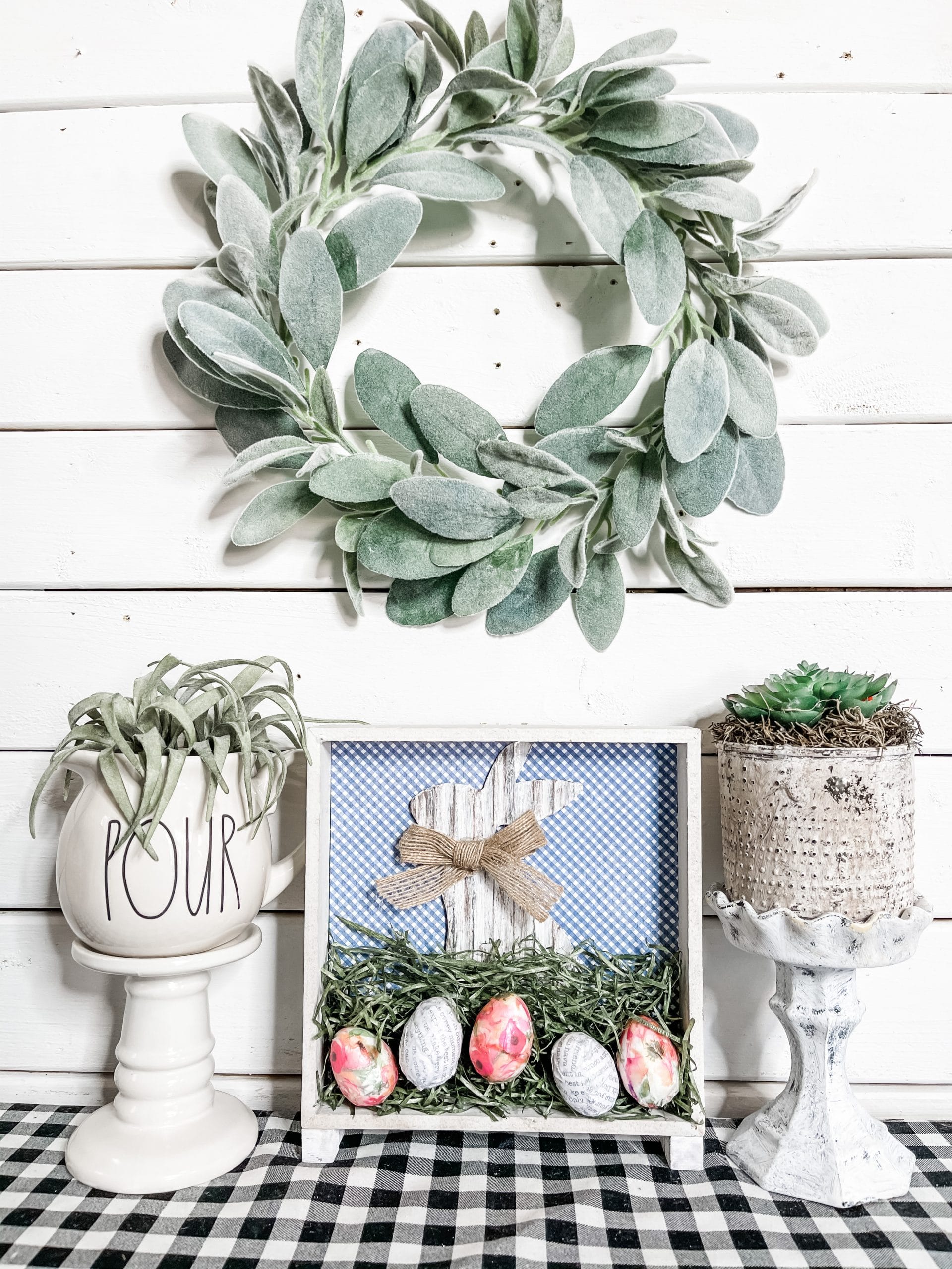 DIY Dollar Tree Easter Decor with Decoupaged Eggs