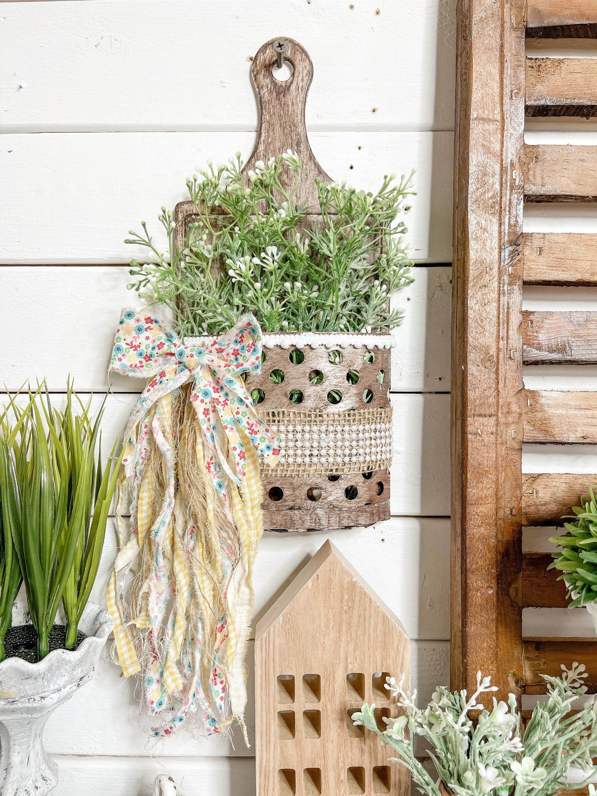 DIY Faux Metal Bucket Spring Decor