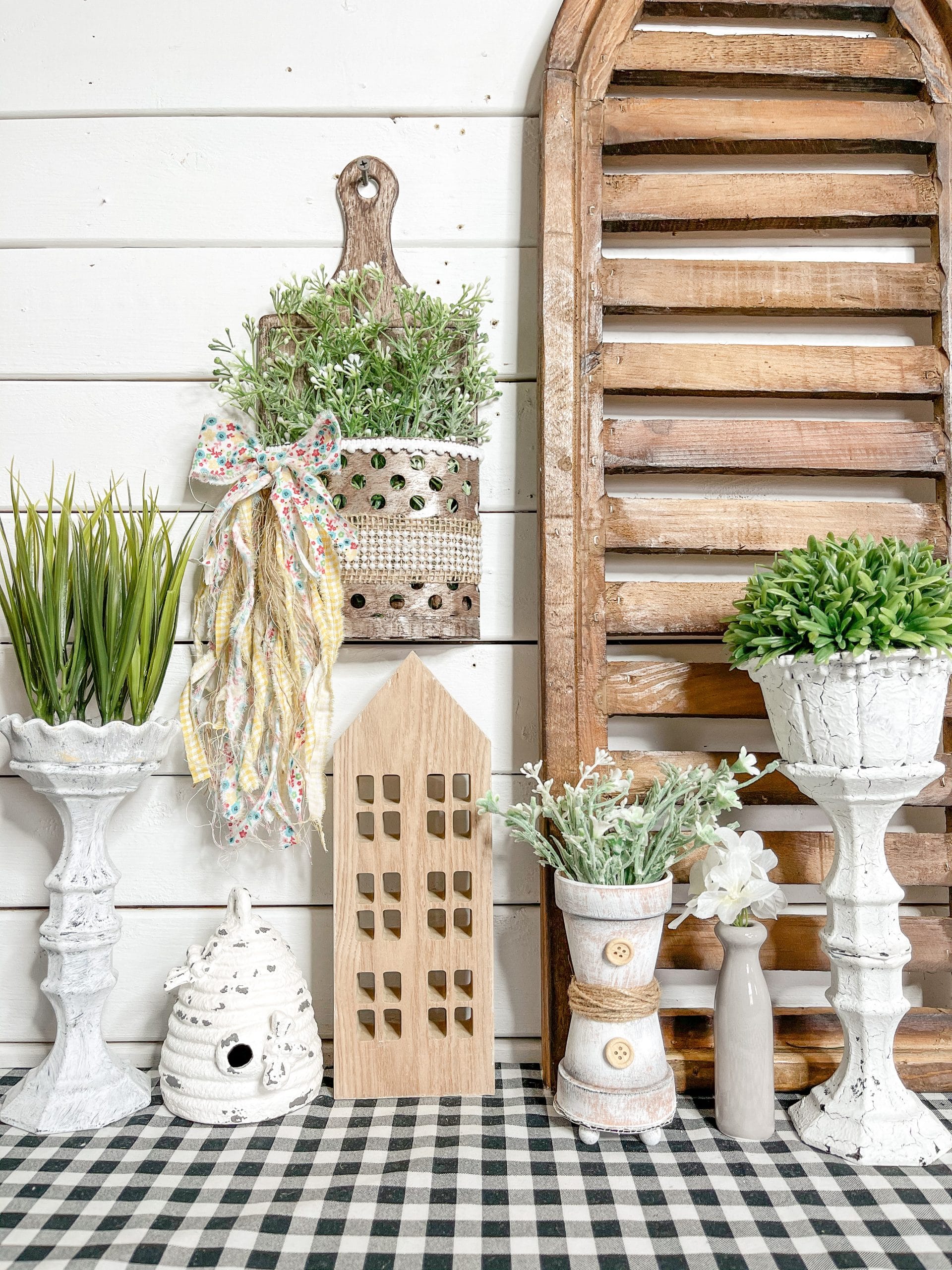 DIY Faux Metal Bucket Spring Decor