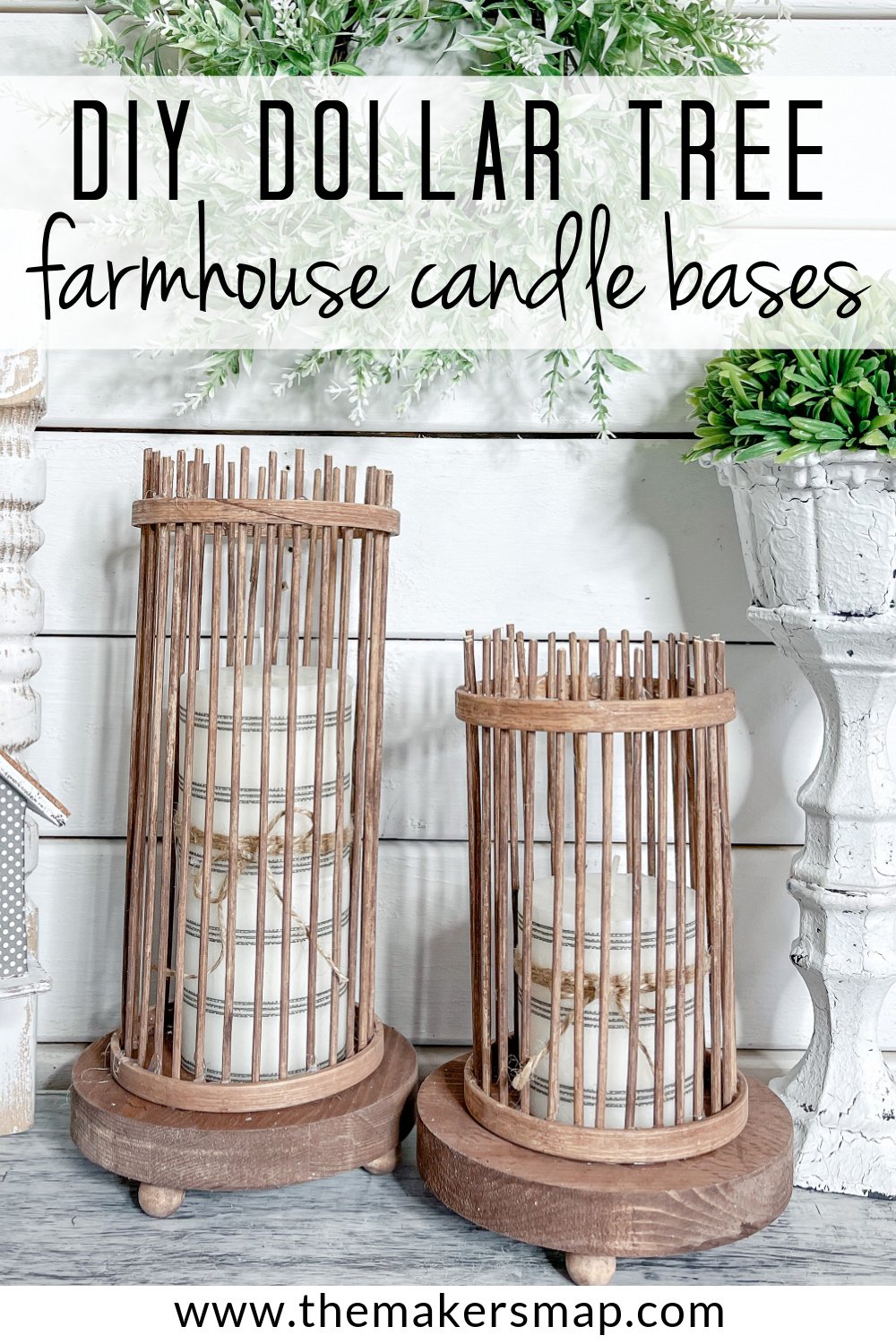 DIY Dollar Tree Farmhouse Candle Bases