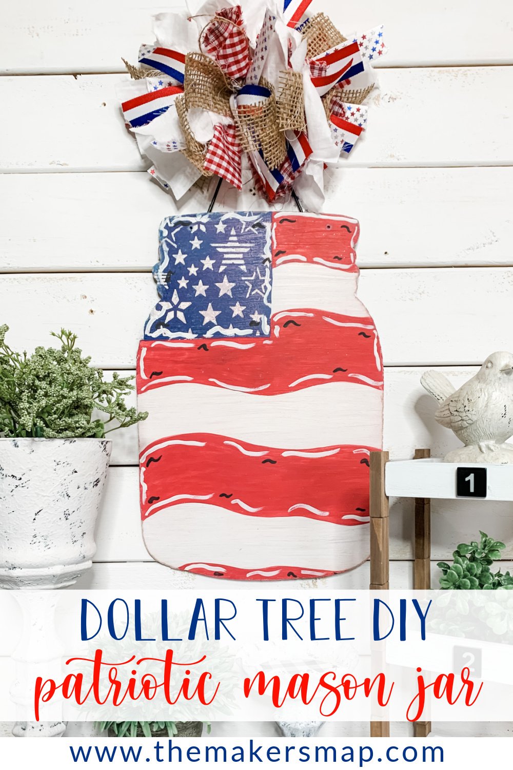 DIY Patriotic Dollar Tree Mason Jar