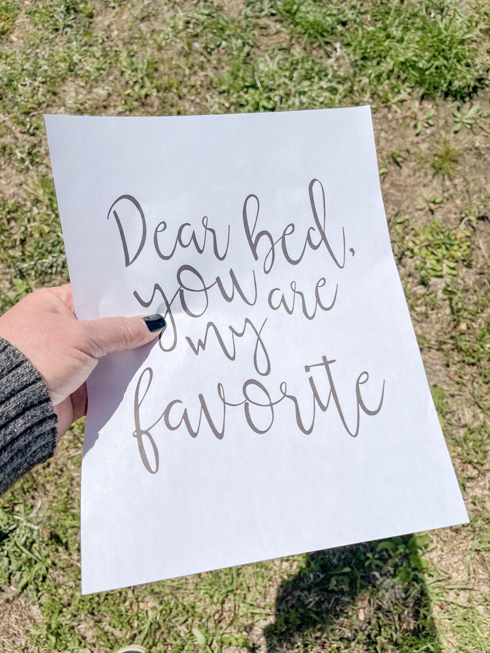 Free printable bedroom decor Dear Bed you are my favorite Freebie print