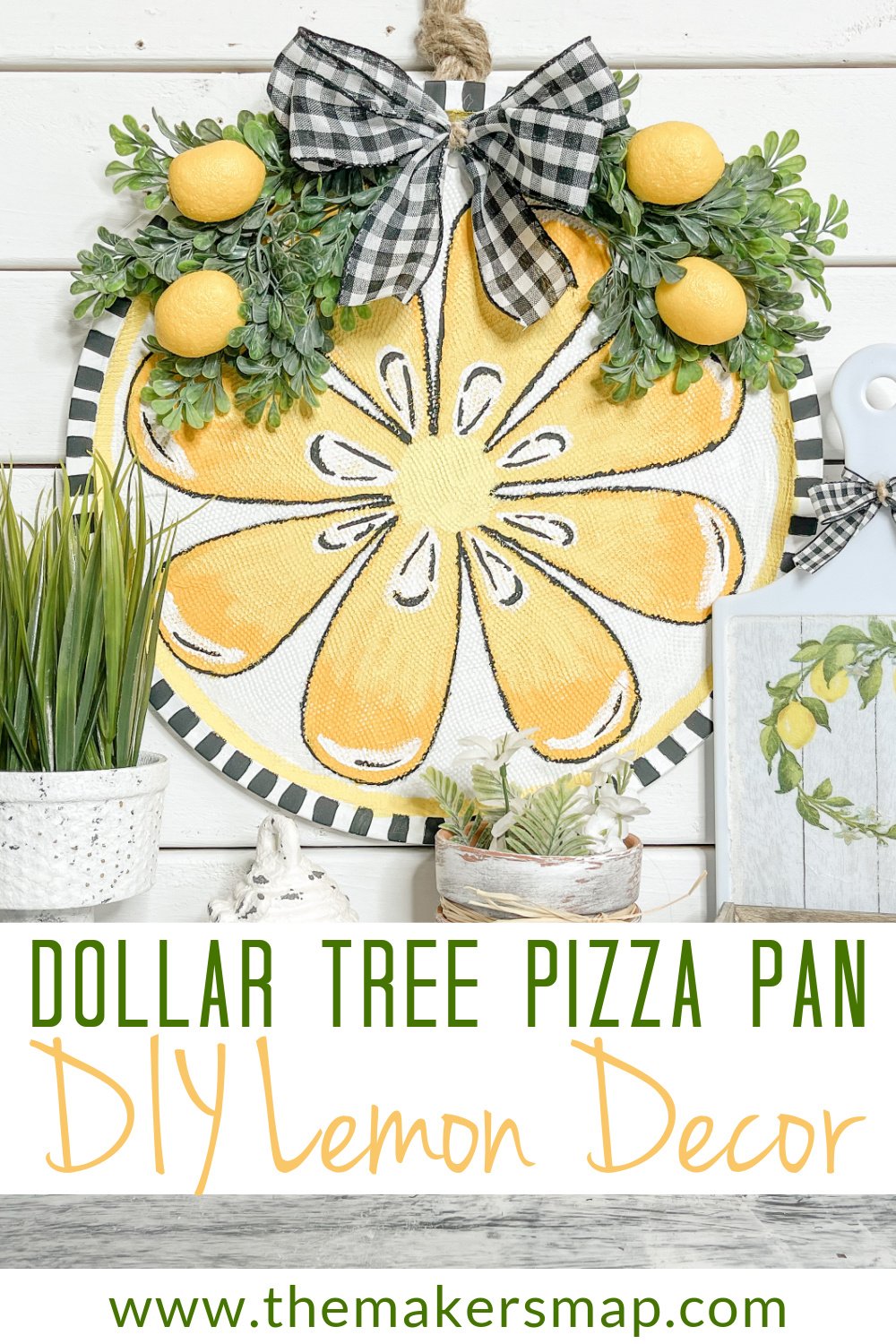 Dollar Tree Pizza Pan DIY Lemon Decor