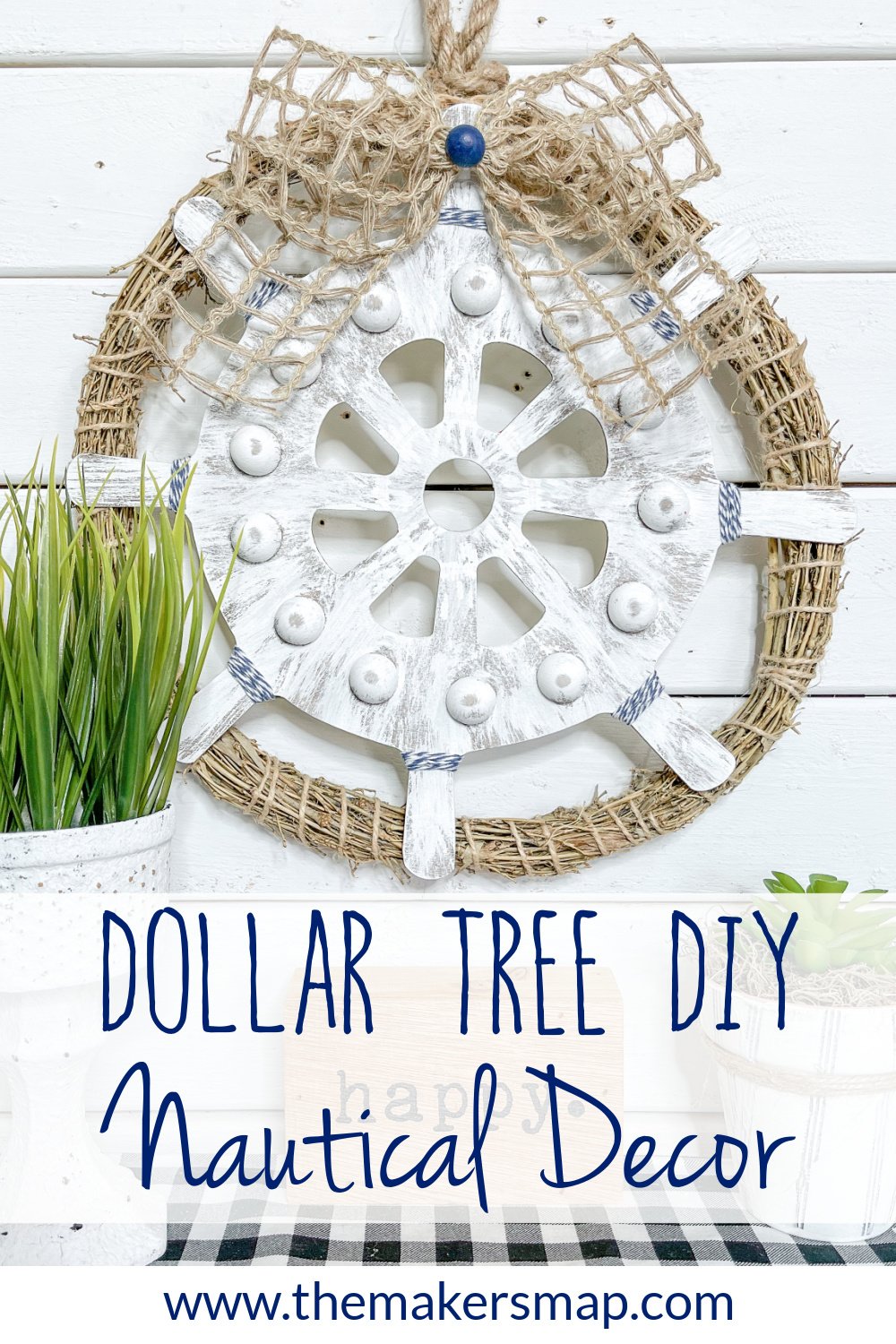 Dollar Tree Ship's Wheel DIY Nautical Decor