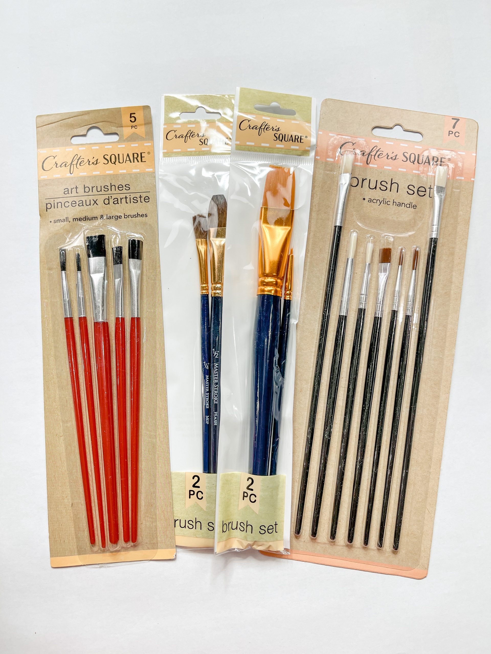 Dollar Tree Crafters Square paint brushes - Acrylic Painting DIY