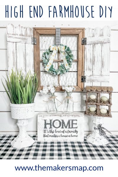 Dollar Tree DIY Farmhouse Wall Decor - window with faux shutters