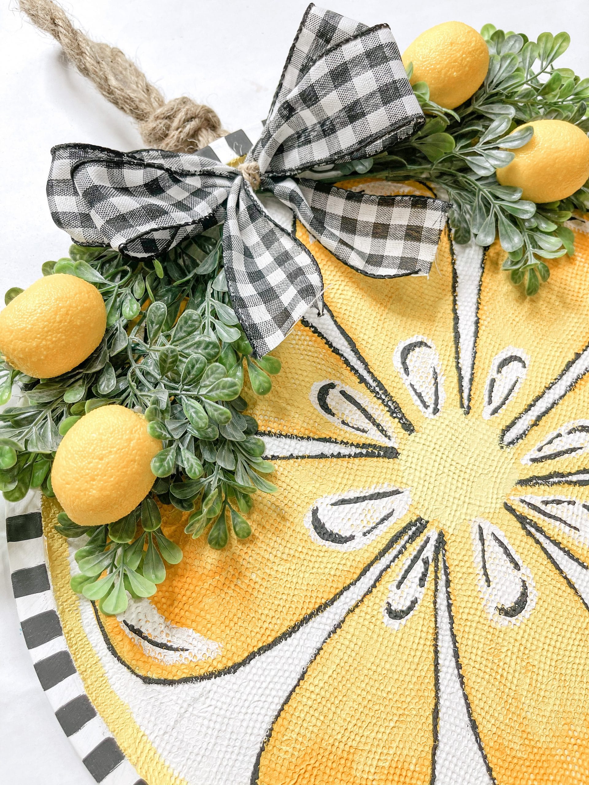 Dollar Tree Pizza Pan DIY Lemon Decor