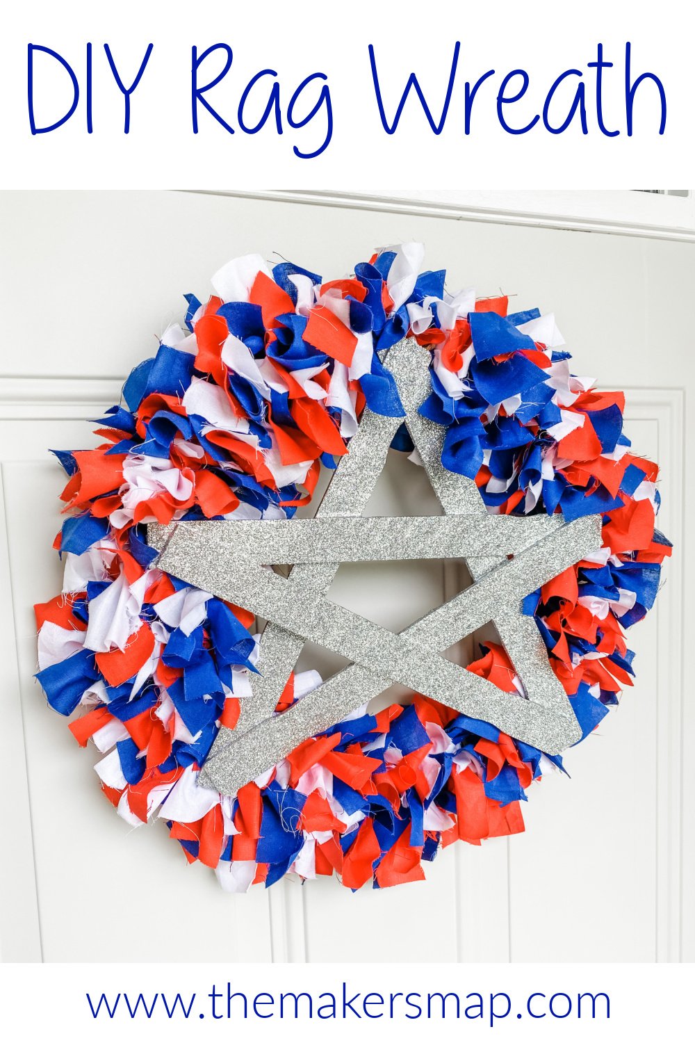 DIY Red, White, and Blue Rag Wreath