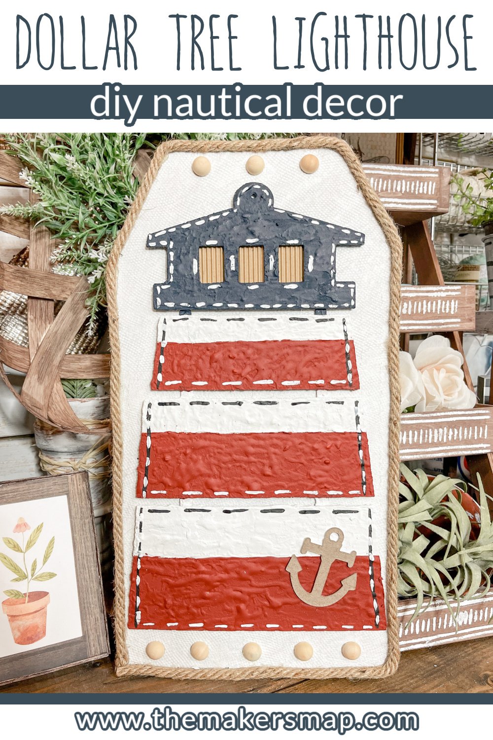 Dollar Tree Lighthouse DIY Nautical Decor