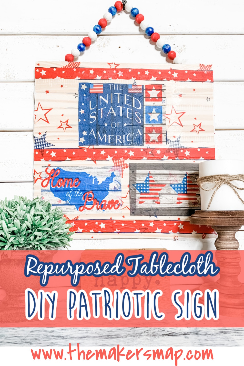 Repurposed Tablecloth DIY Patriotic Decor