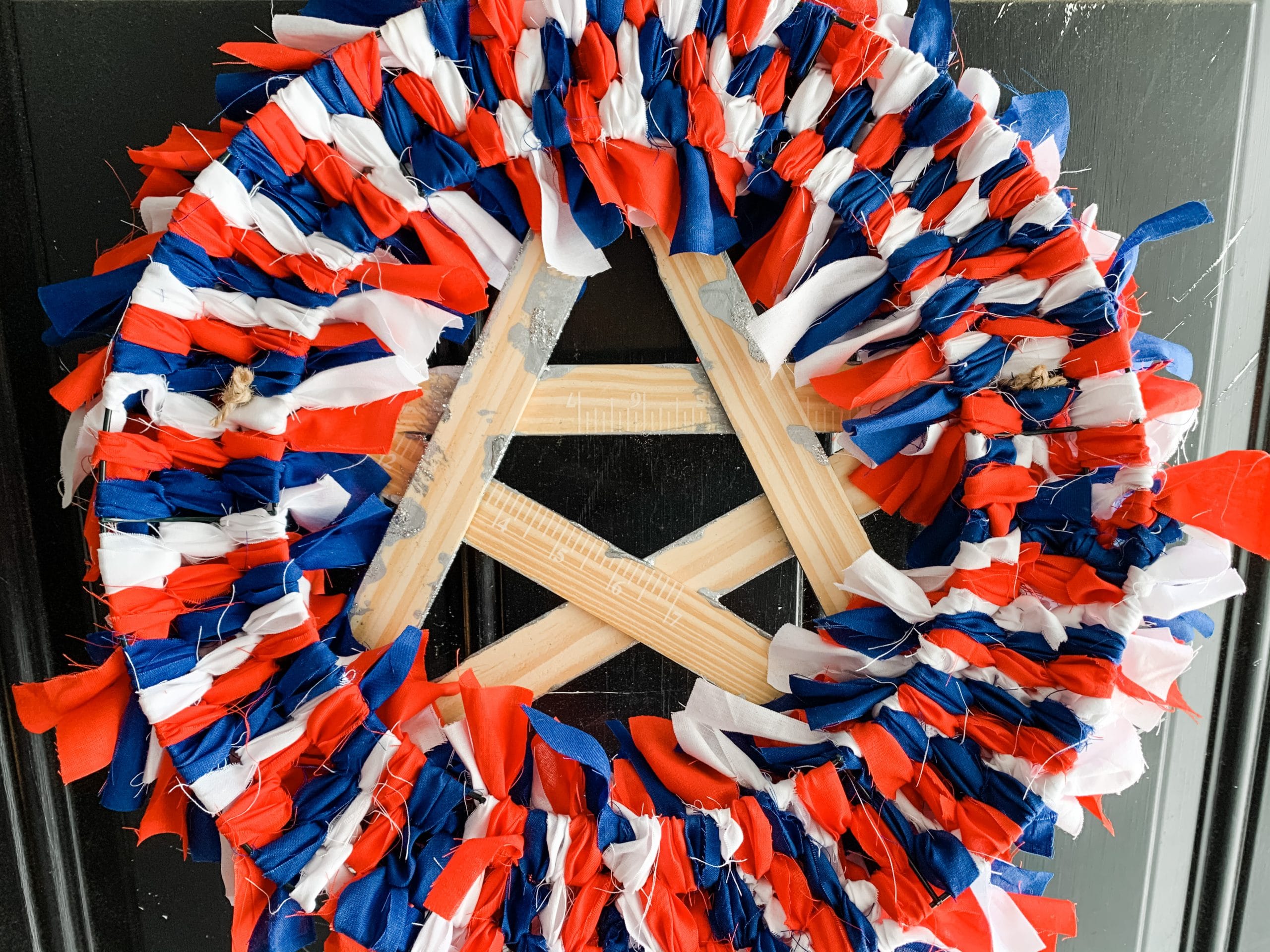 DIY Red White and Blue Rag Wreath