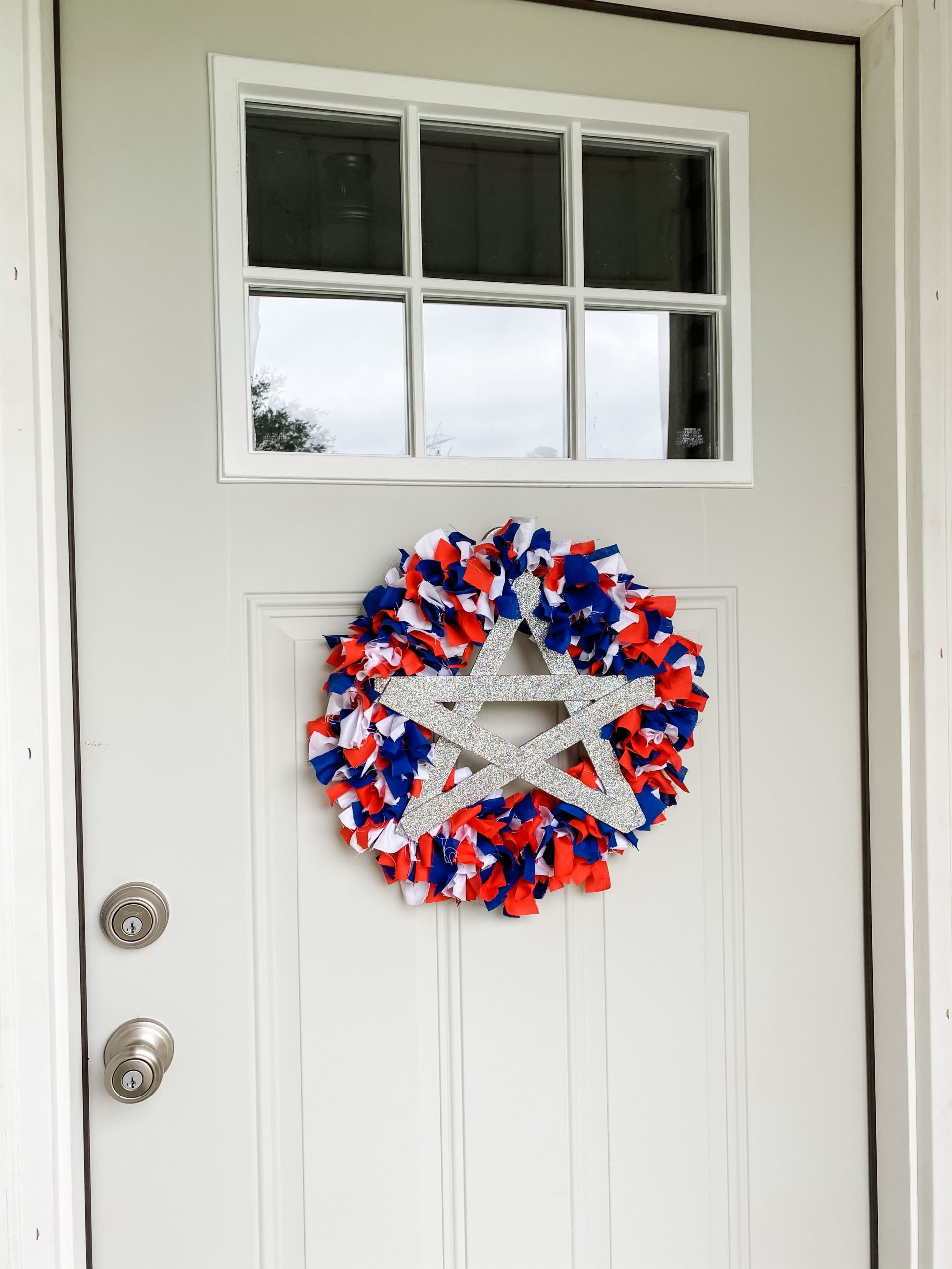 DIY Red White and Blue Rag Wreath