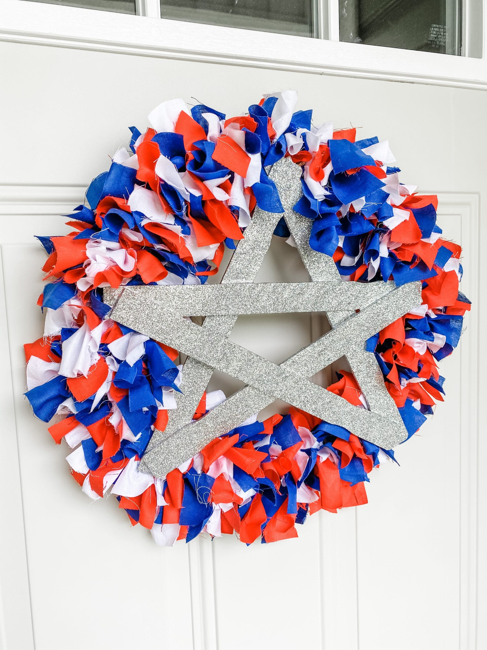 DIY Red White and Blue Rag Wreath