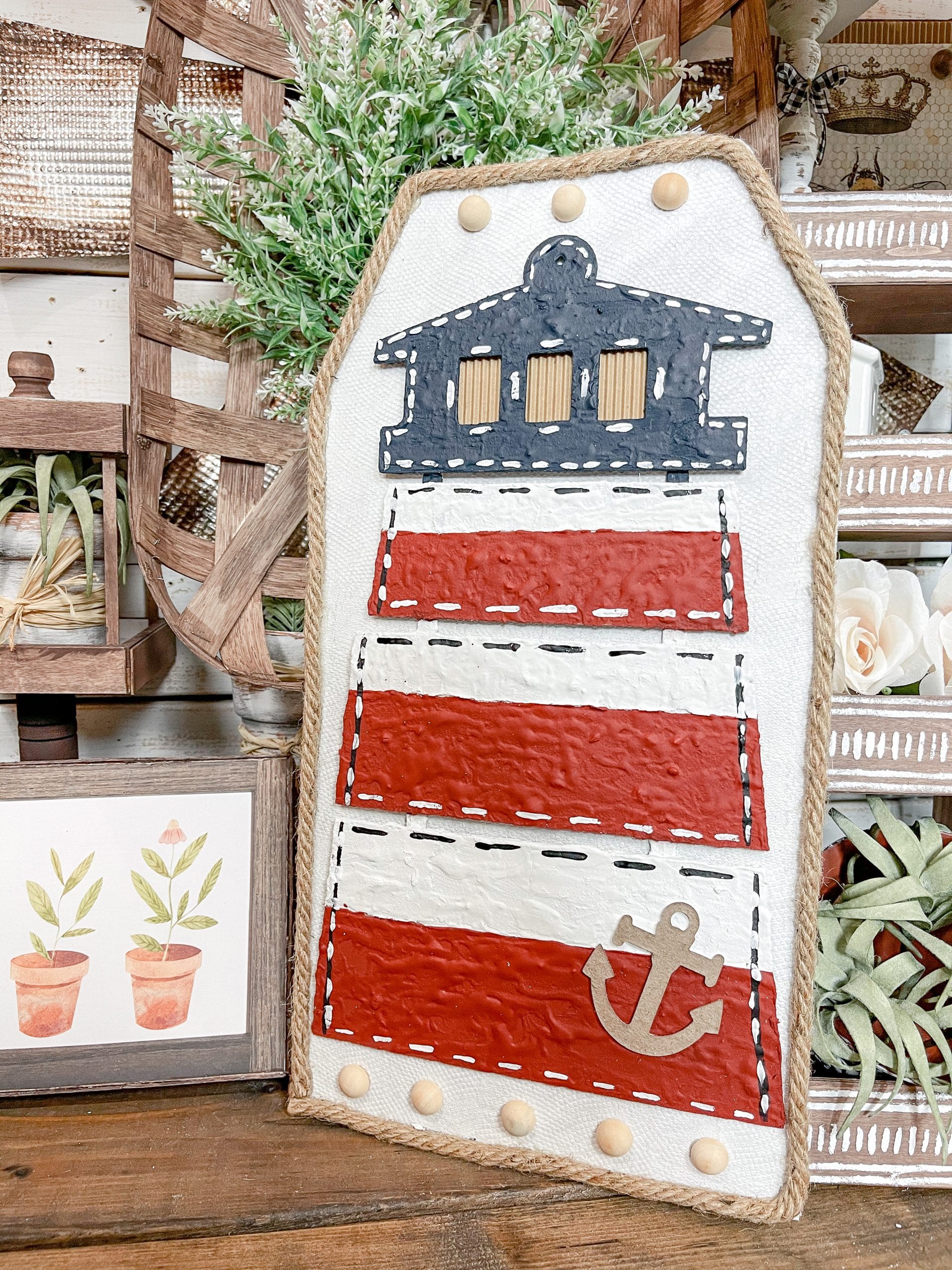 Dollar Tree Lighthouse DIY Nautical Decor