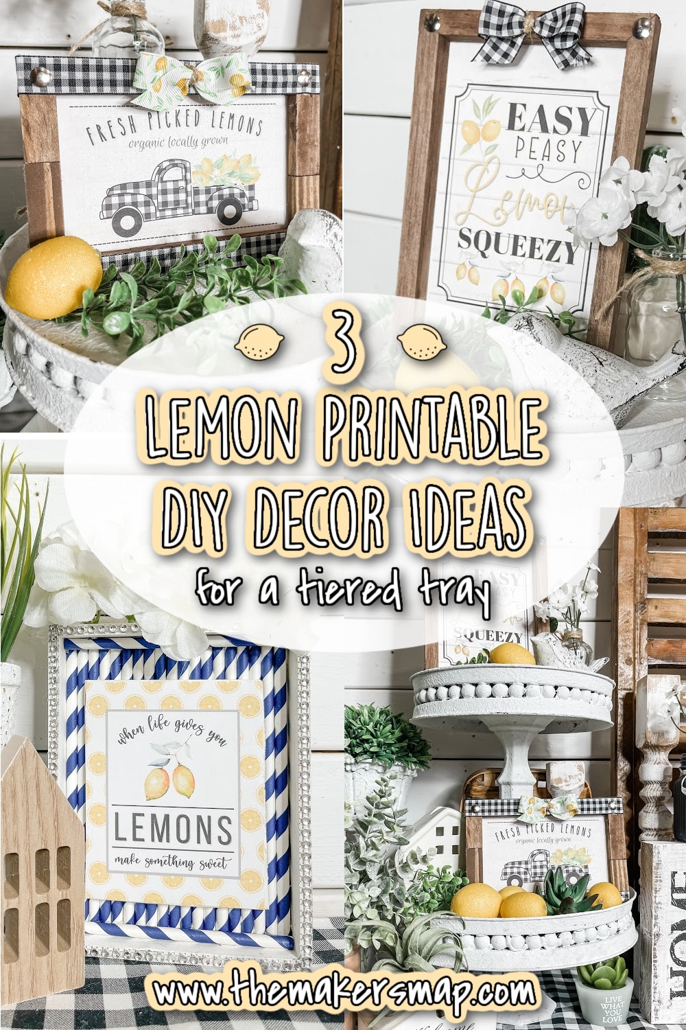 3 lemon printable DIY decor ideas for a tiered tray