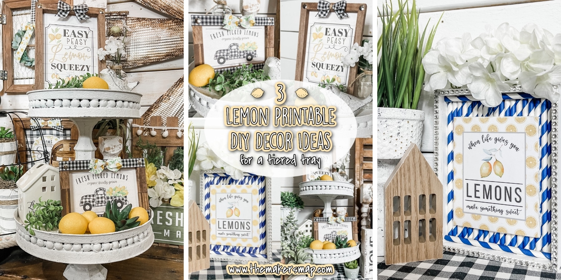 3 Lemon Printable DIY Decor Ideas for a Tiered Tray