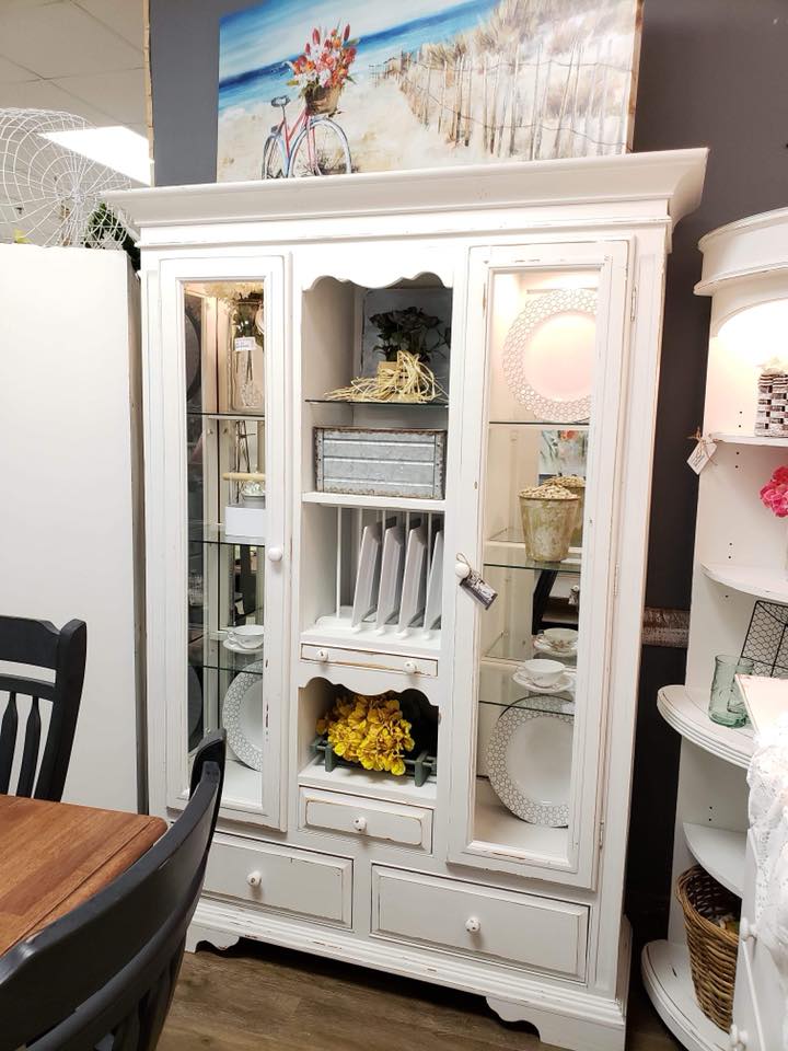 Chalk Painted Hutch And China Cabinet, Dining Room Armoire