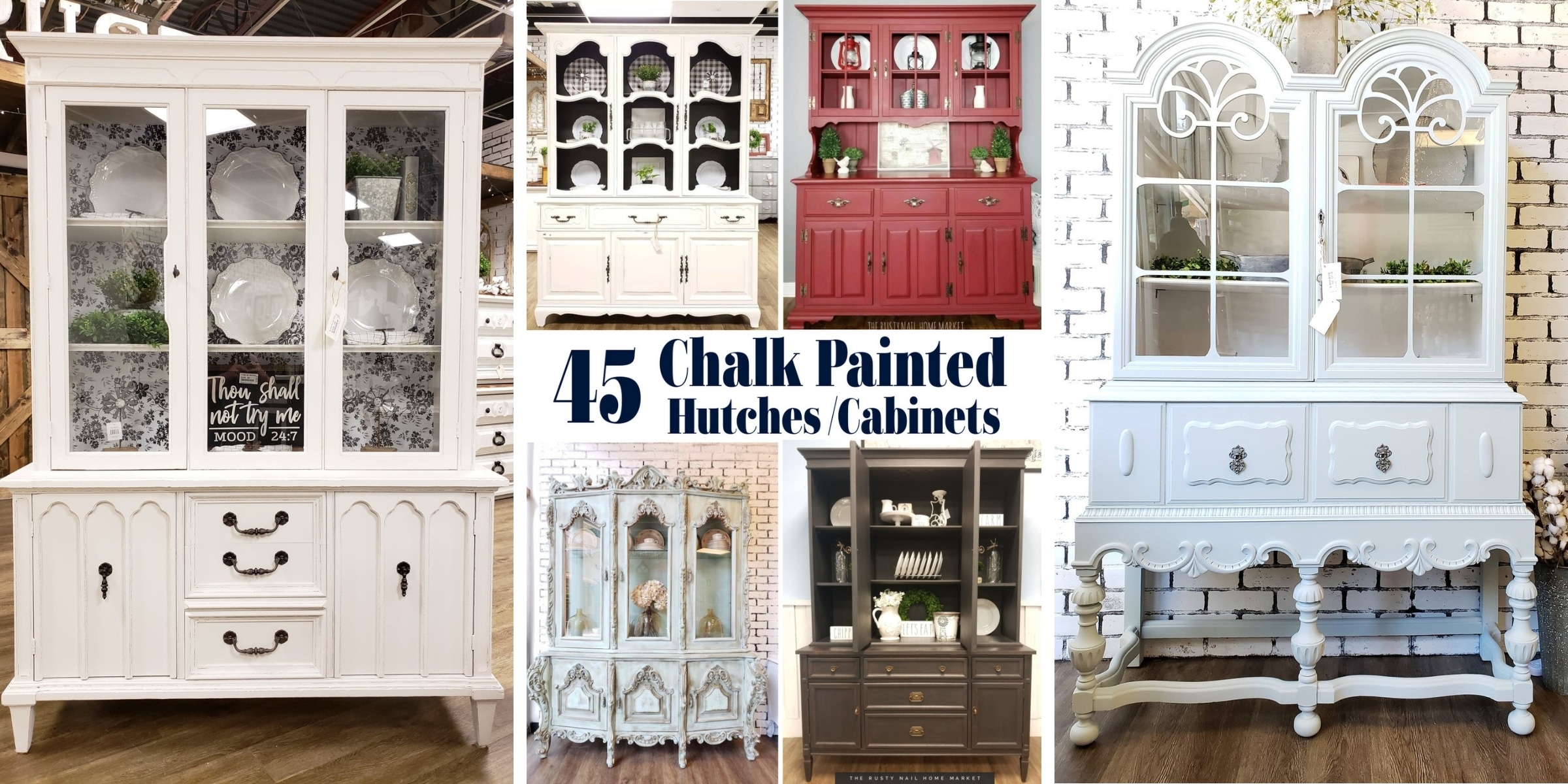 Chalk Painted Hutch and China Cabinet Ideas