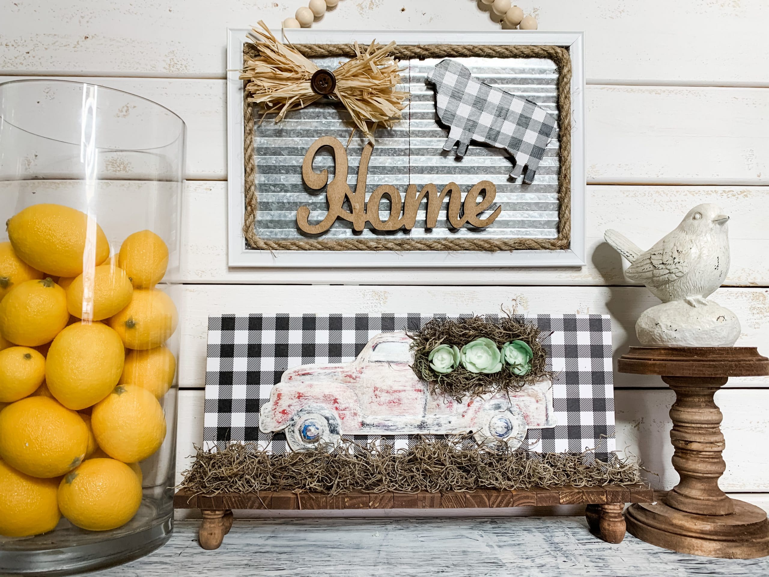 DIY Farmhouse Red Truck Shelf Sitter