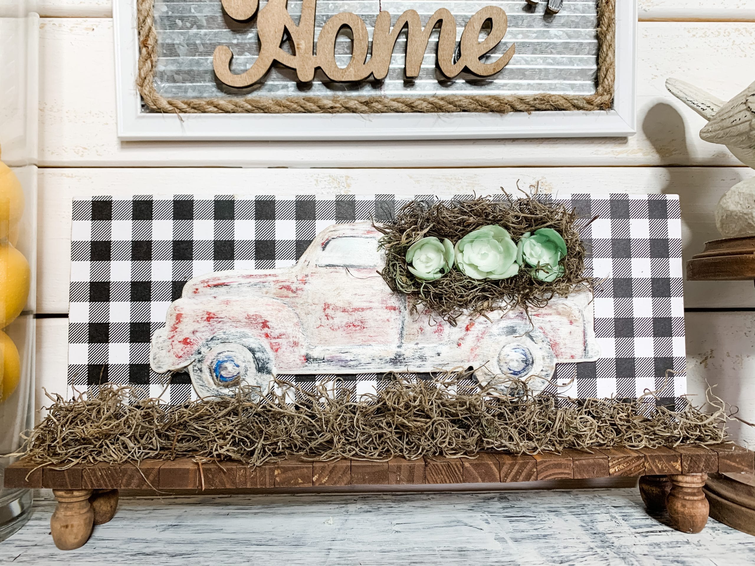 DIY Farmhouse Red Truck Shelf Sitter