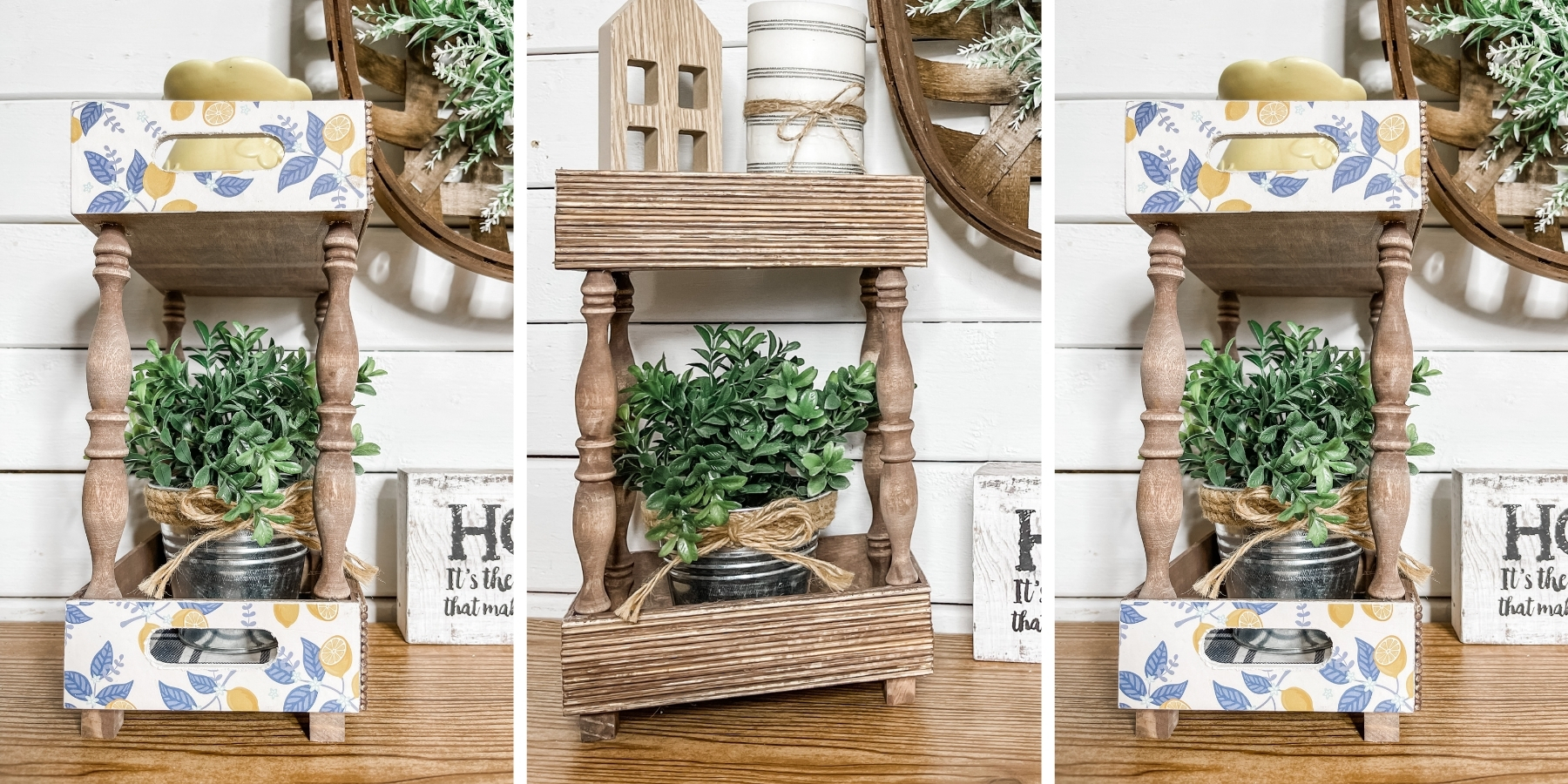 DIY Farmhouse Shelf with Lemon Scrapbook Paper