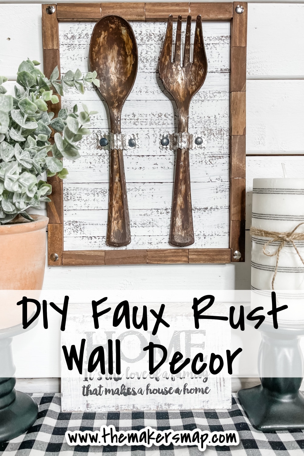 DIY Faux Rust Fork and Spoon Wall Decor