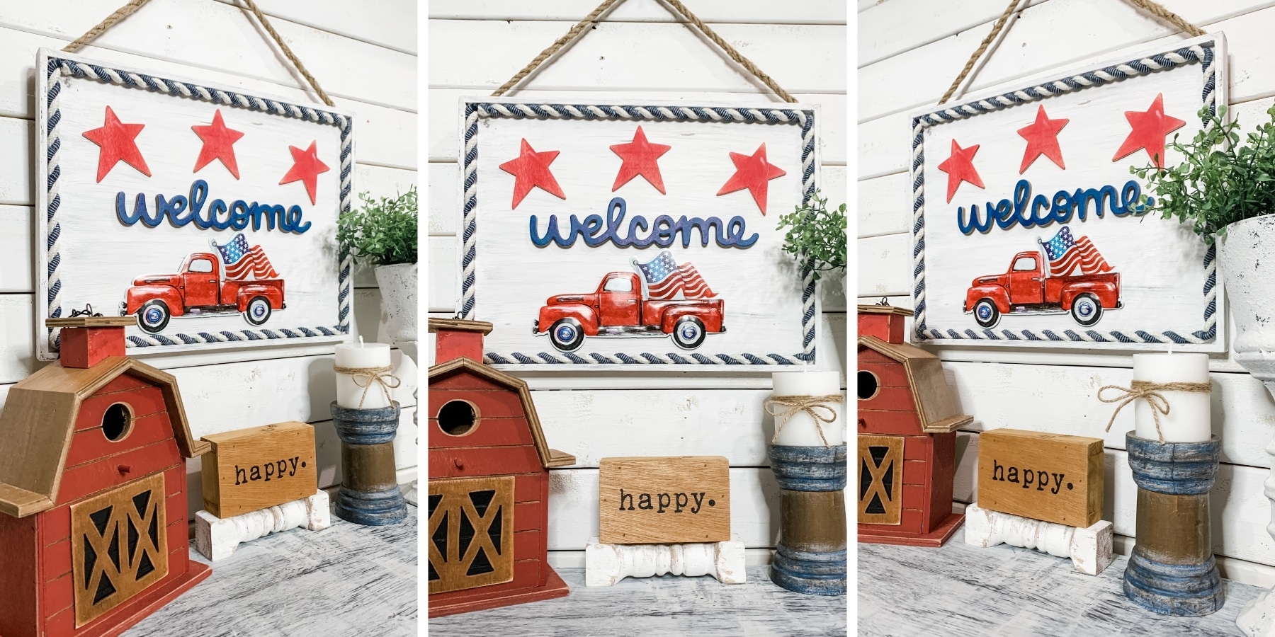 DIY Red Truck 4th of July Sign