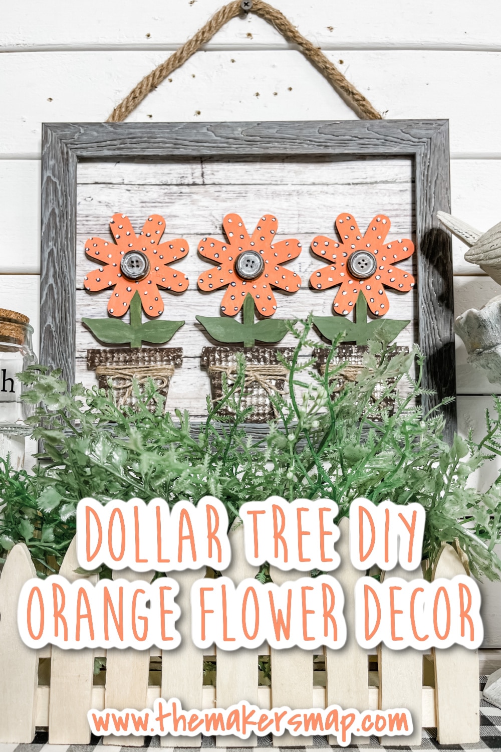 Dollar Tree DIY Orange Flower Decor