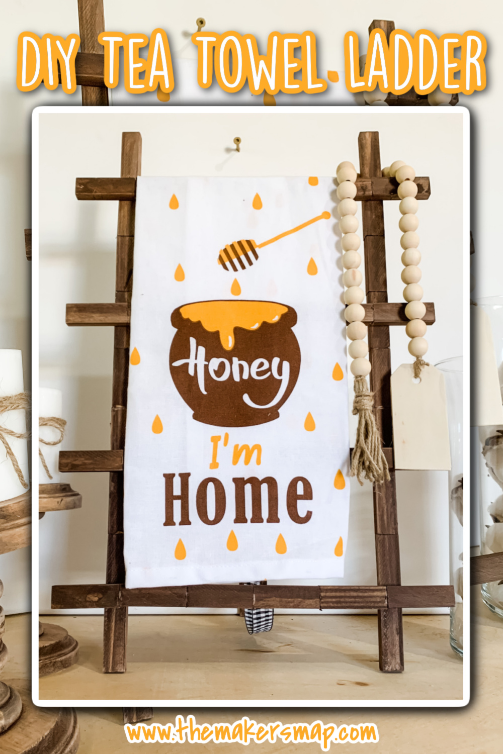 Dollar Tree DIY Tea Towel Ladder