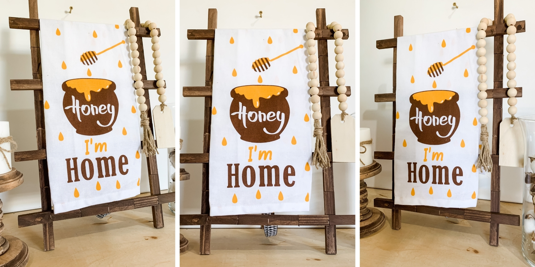 Dollar Tree DIY Tea Towel Ladder