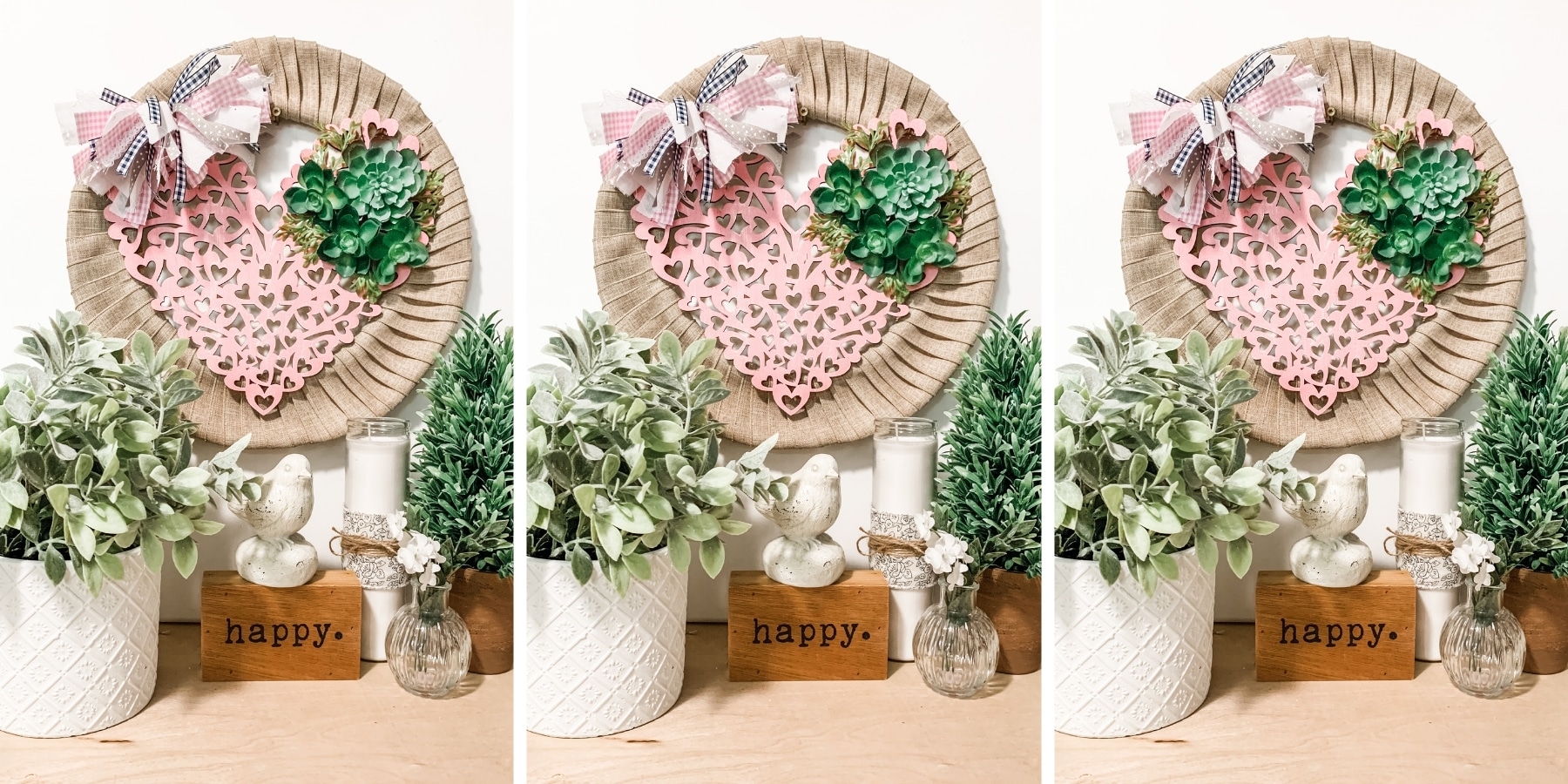 Pink Heart Burlap Wreath DIY Decor